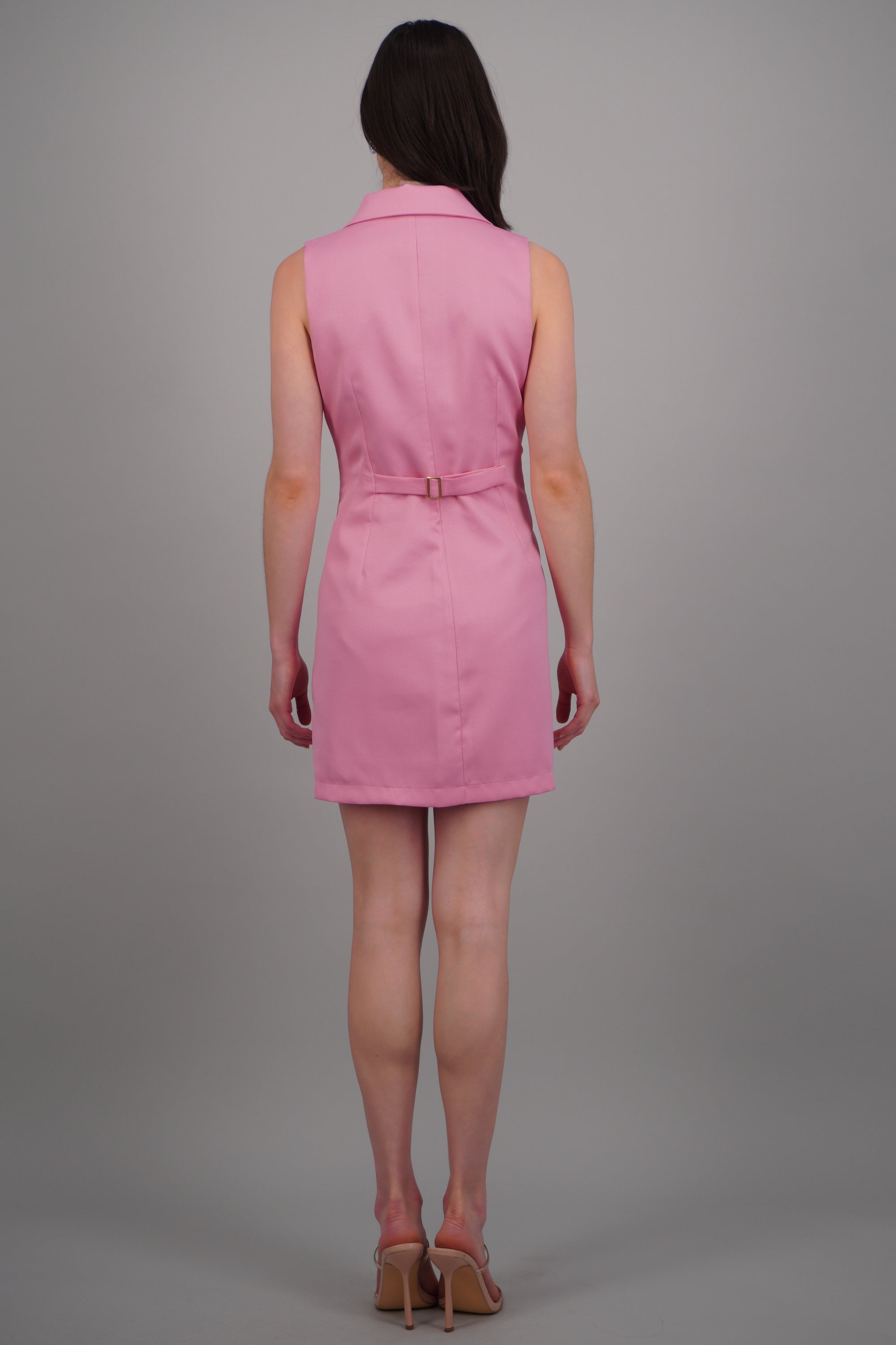 Vestido blazer tableado con botones ROSA PASTEL