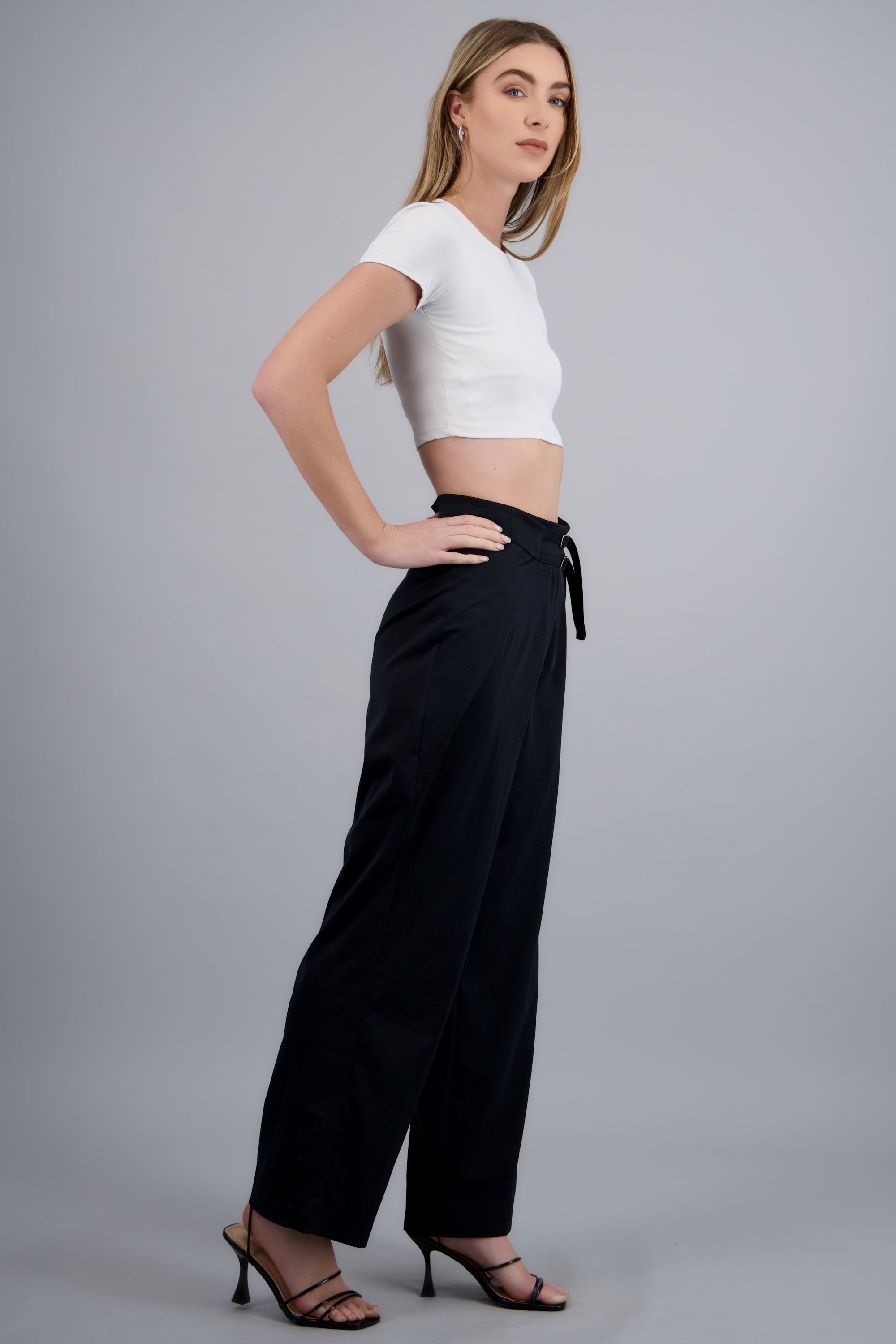 Pantalon cinto doble ajustable NEGRO