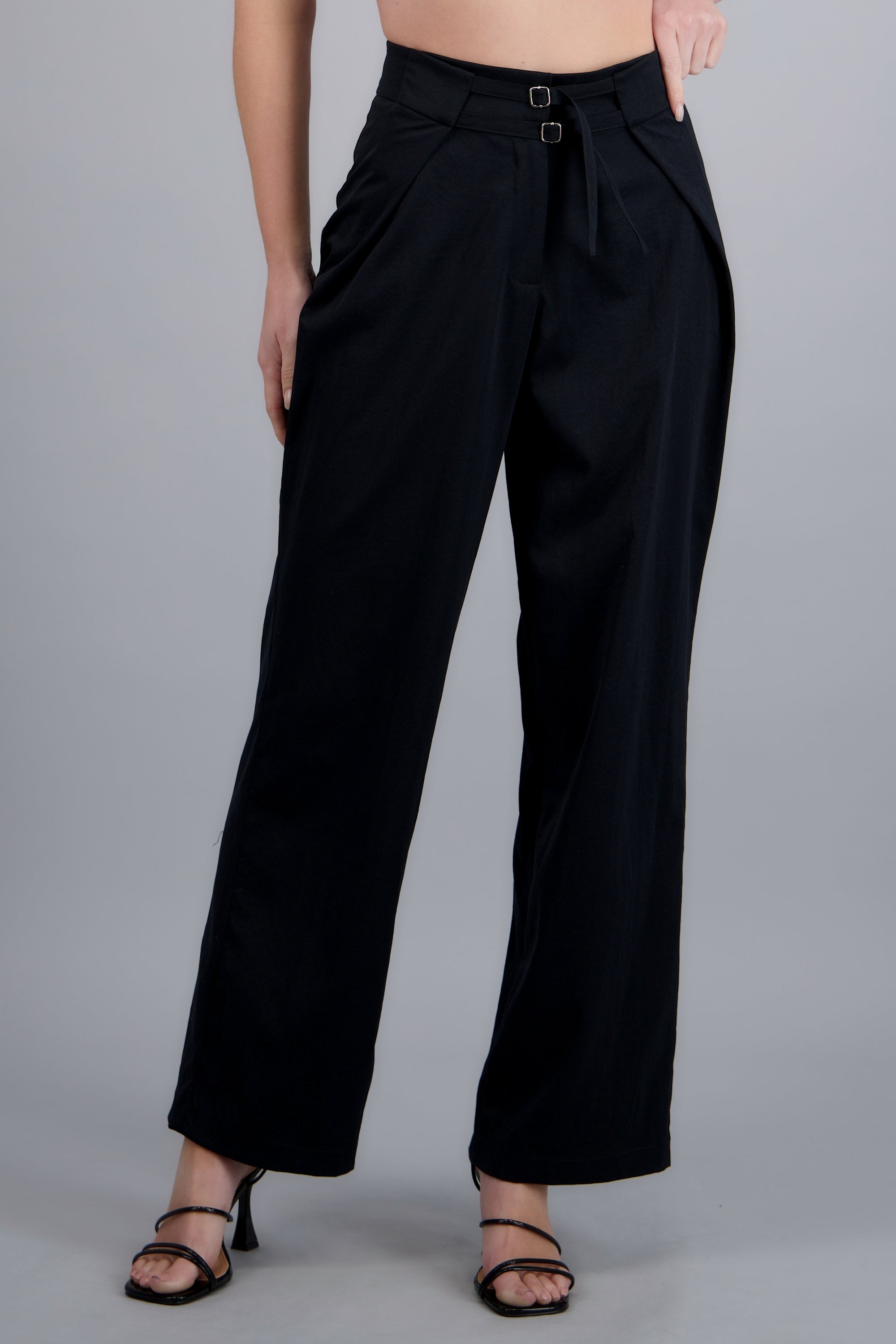 Pantalon cinto doble ajustable NEGRO
