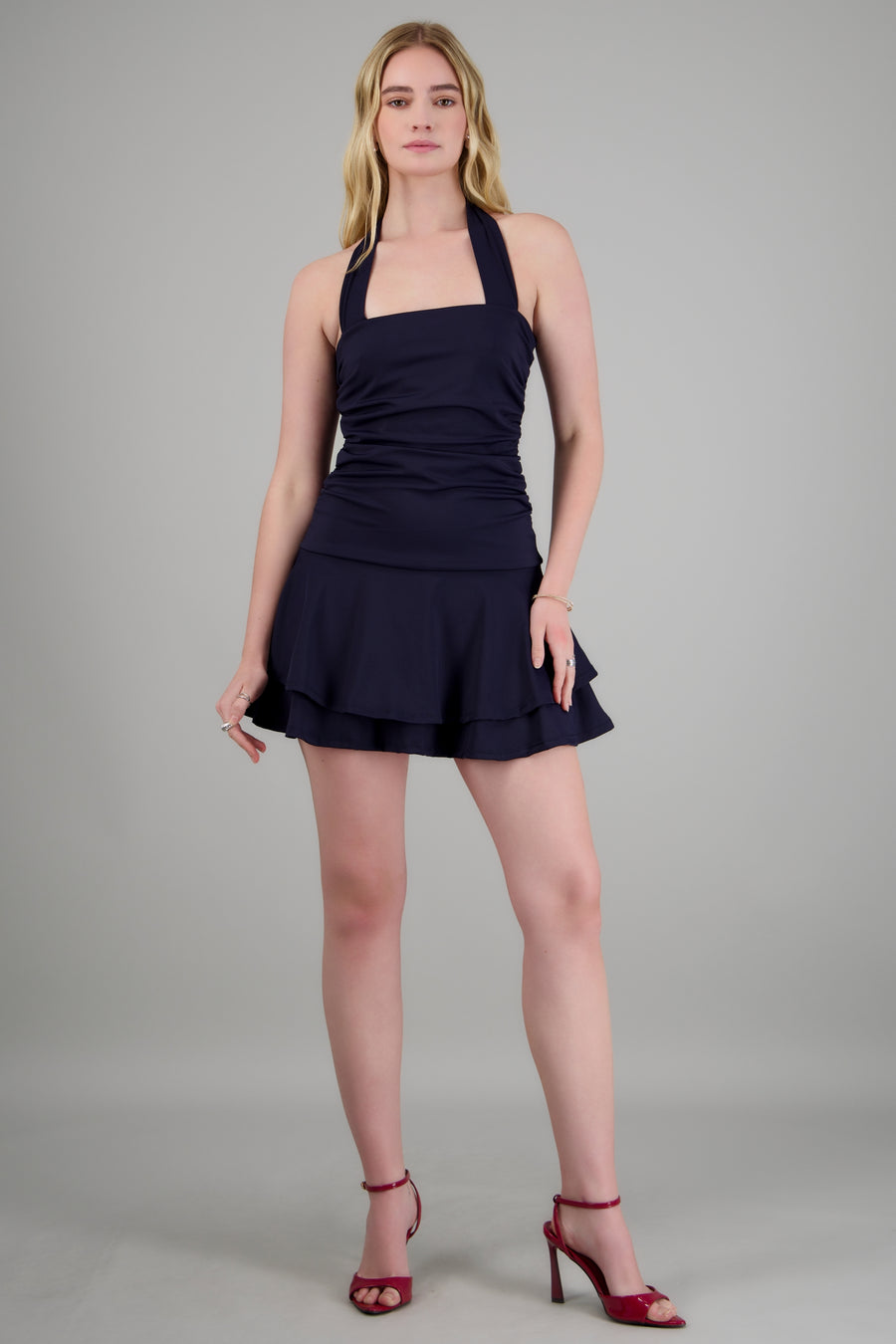 Vestido mini strapless halter