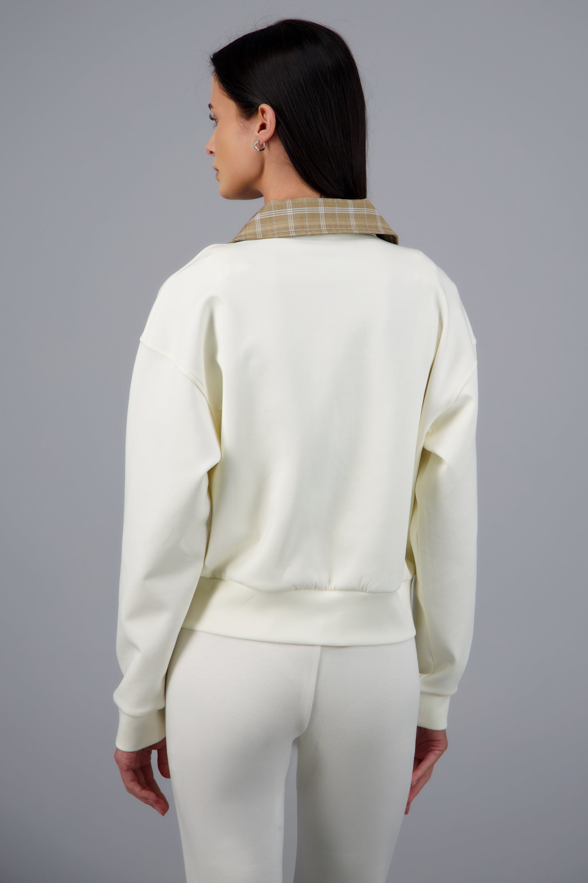 Chamarra ligera detalle cuello BLANCO COMBO