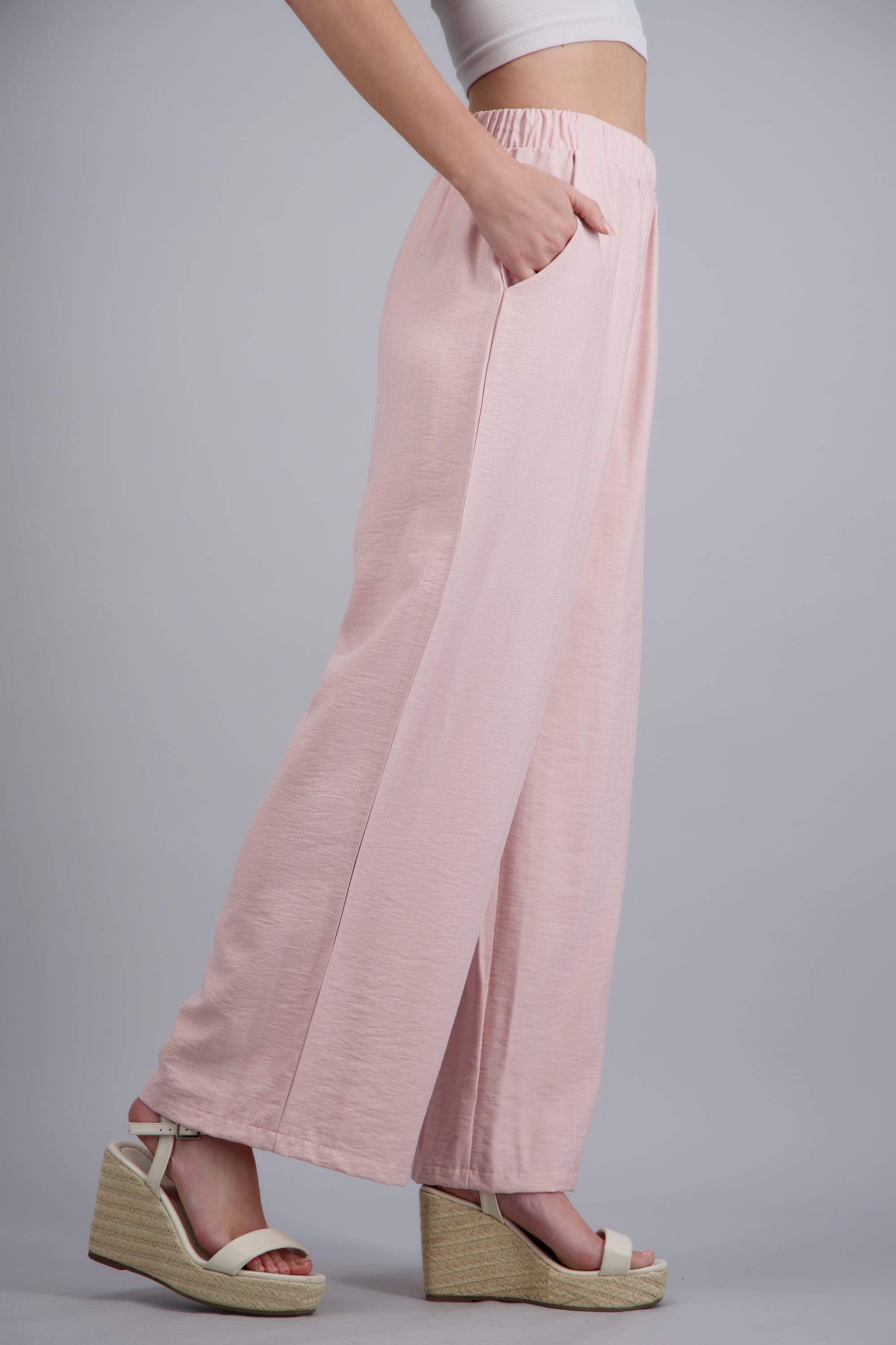 Pantalon recto con resorte ROSA PASTEL