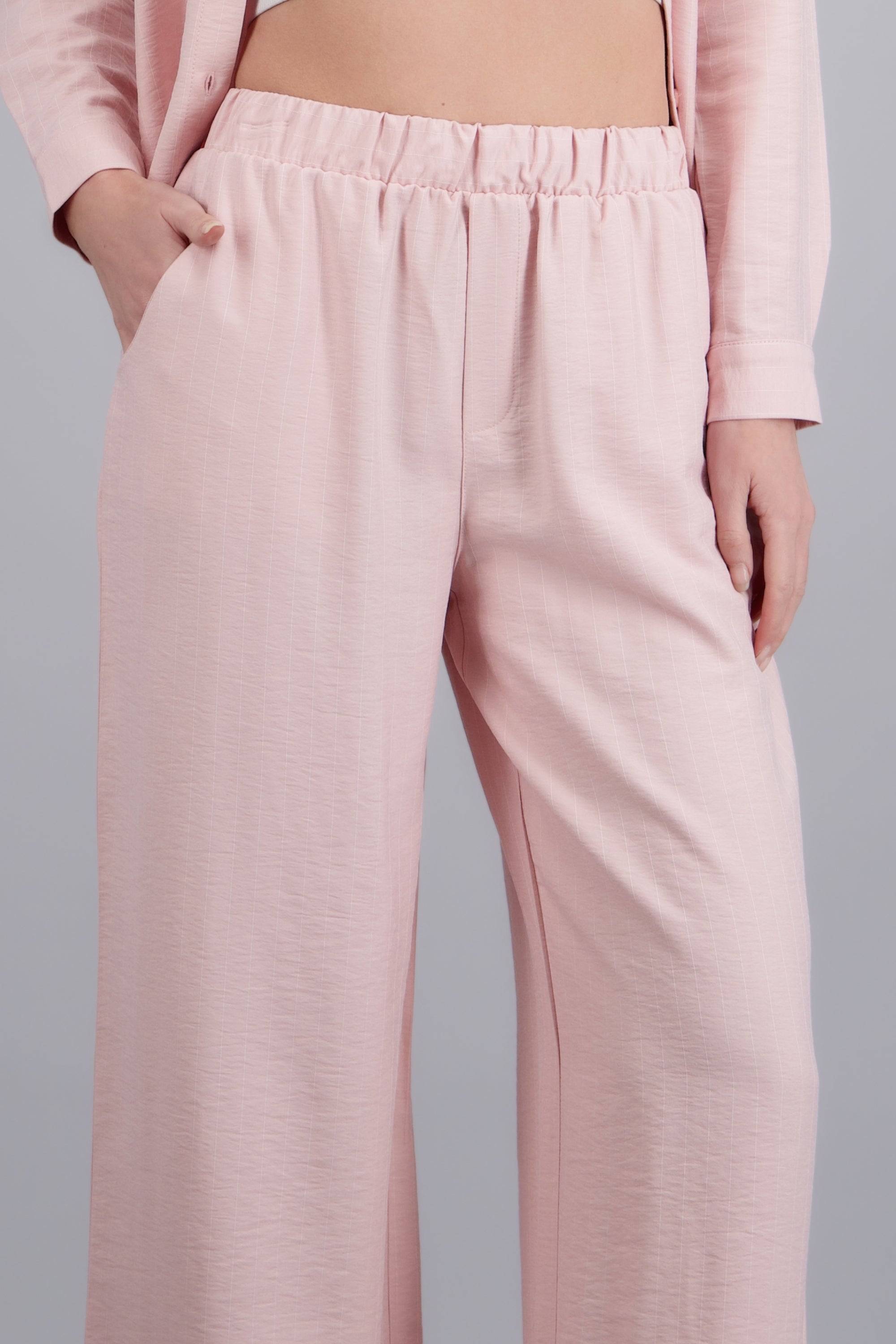 Pantalon recto con resorte ROSA PASTEL