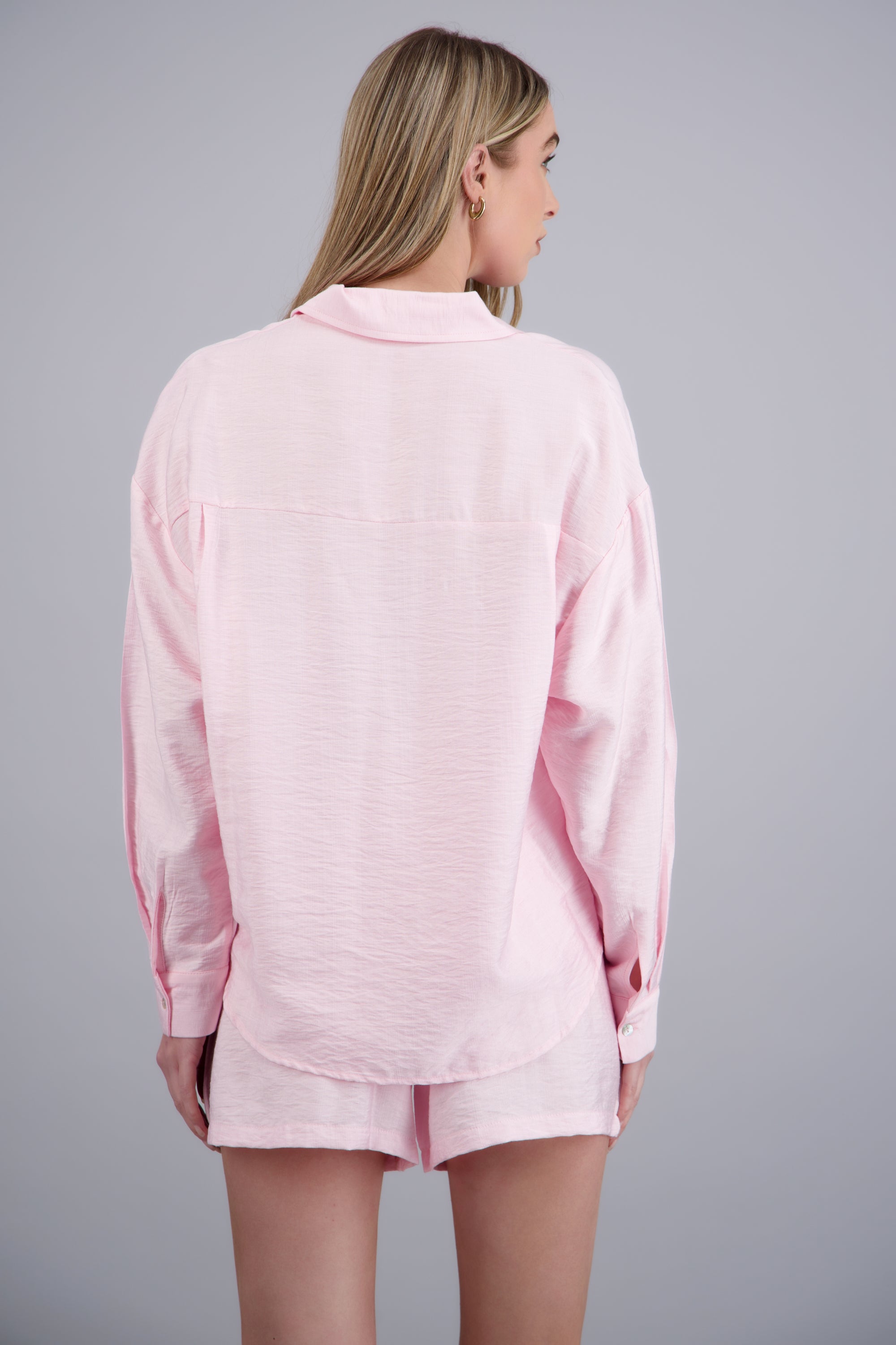 Camisa larga con puños ROSA PASTEL