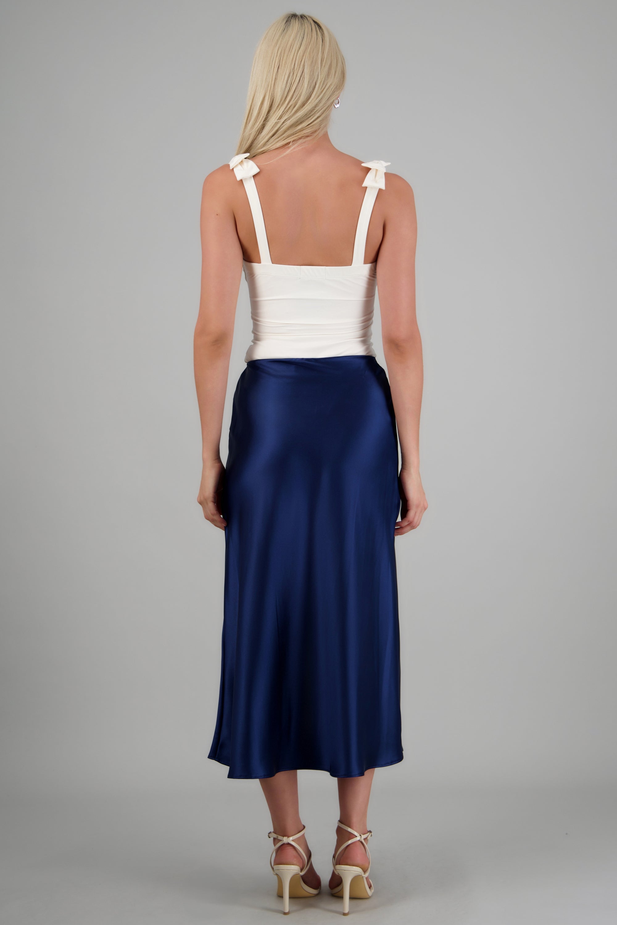 Falda midi satinada lisa MARINO