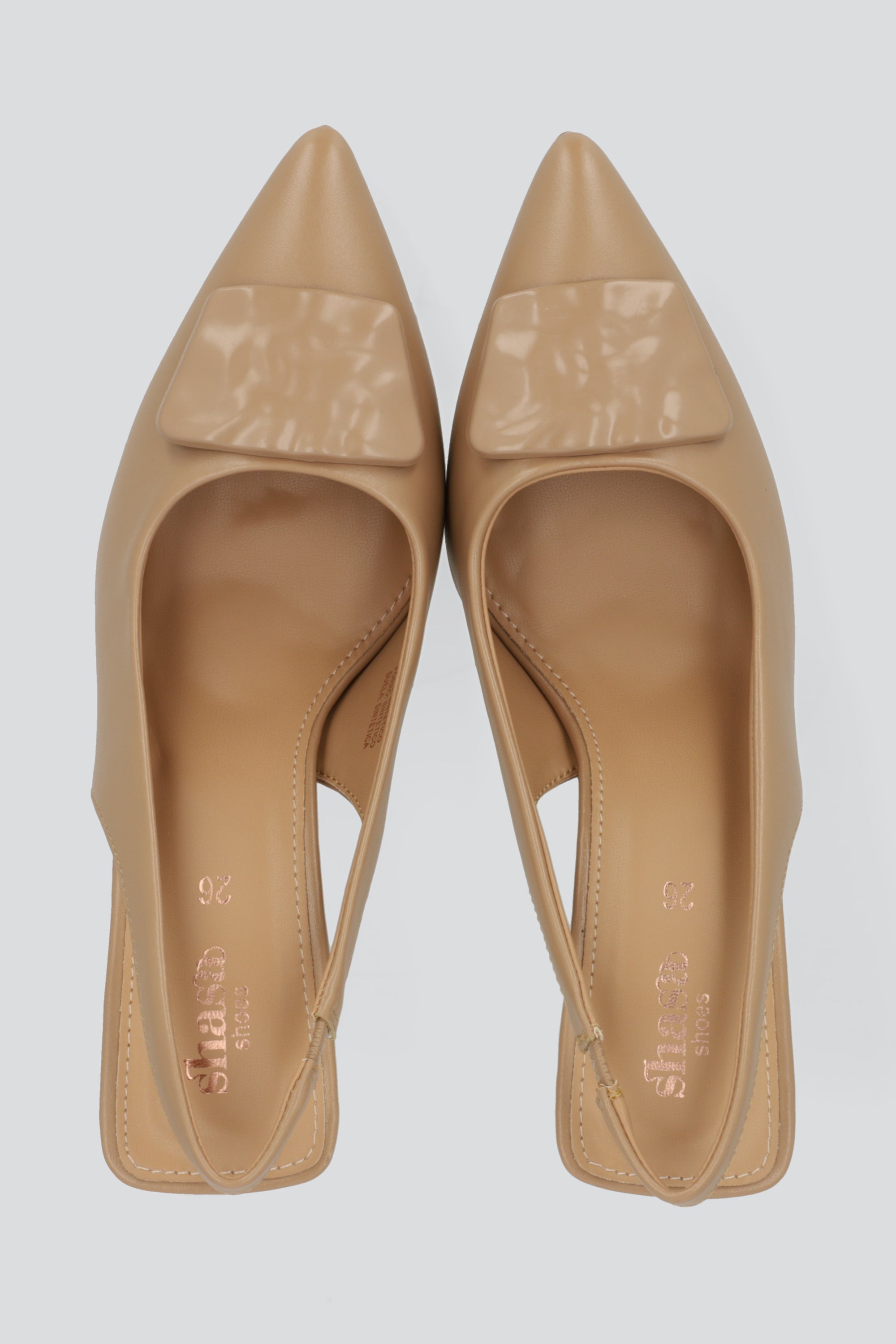 Tacon pointy hebilla sling back CAFE