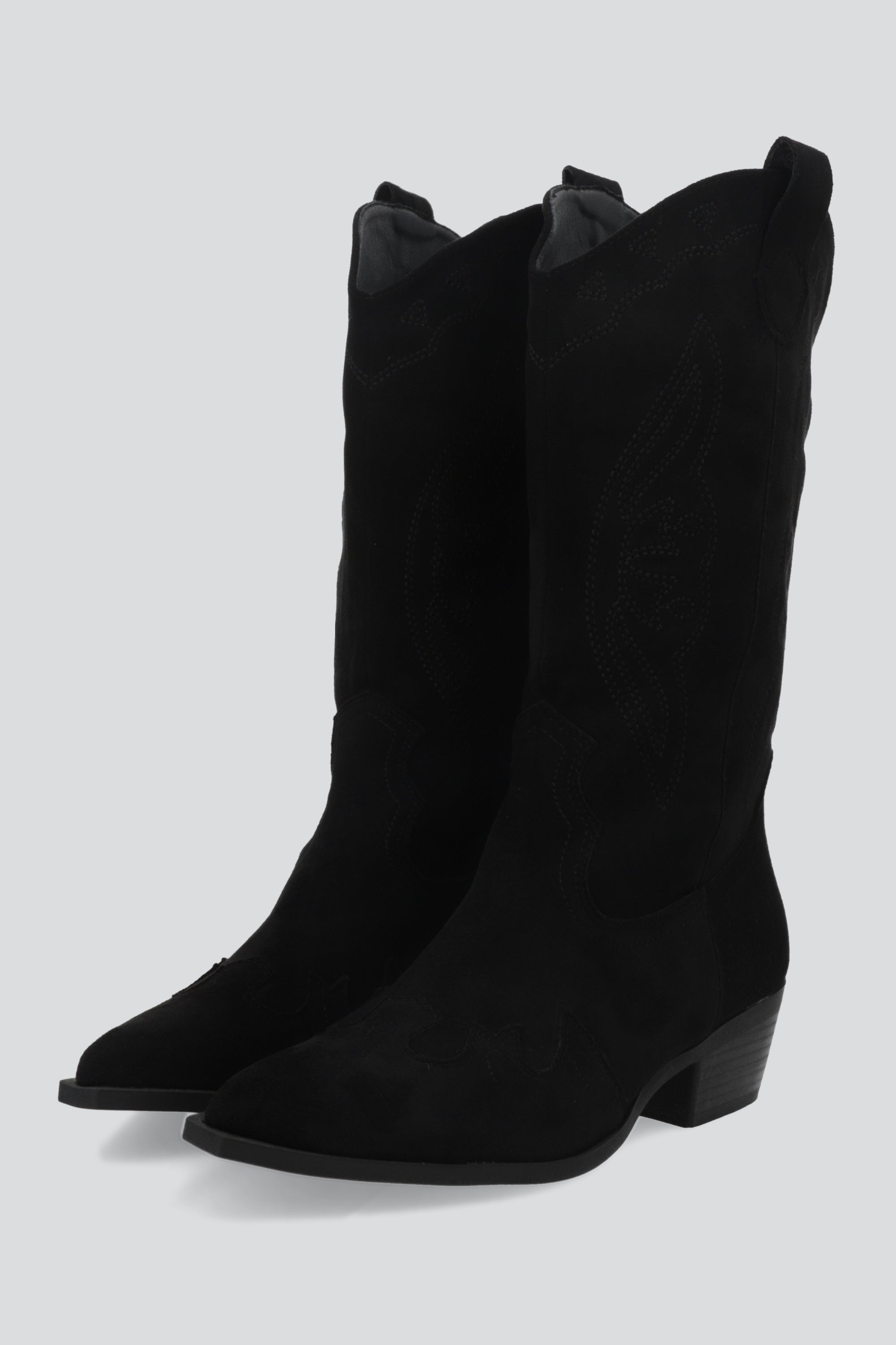 Bota vaquera bordada gamucina NEGRO