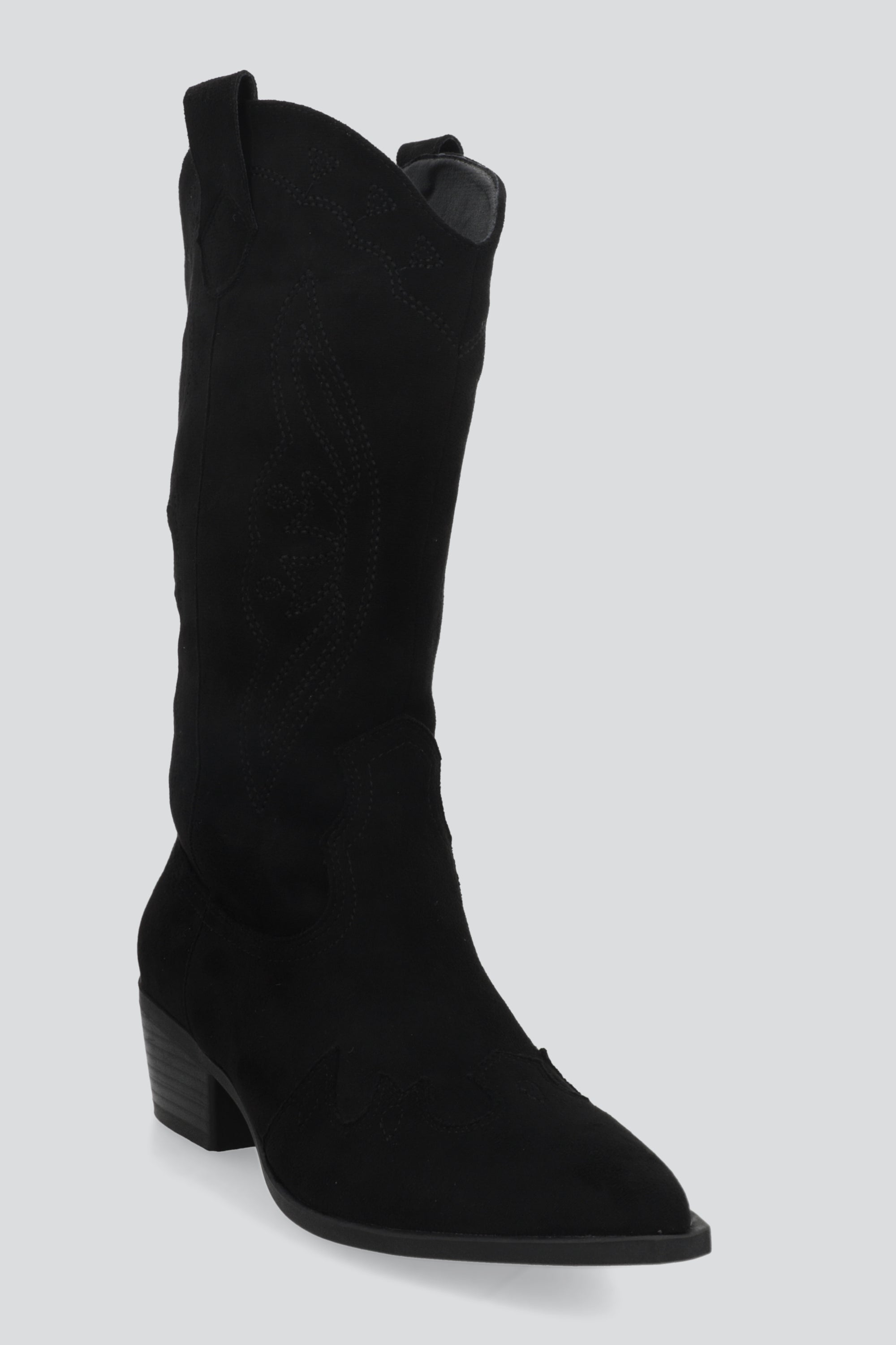 Bota vaquera bordada gamucina NEGRO