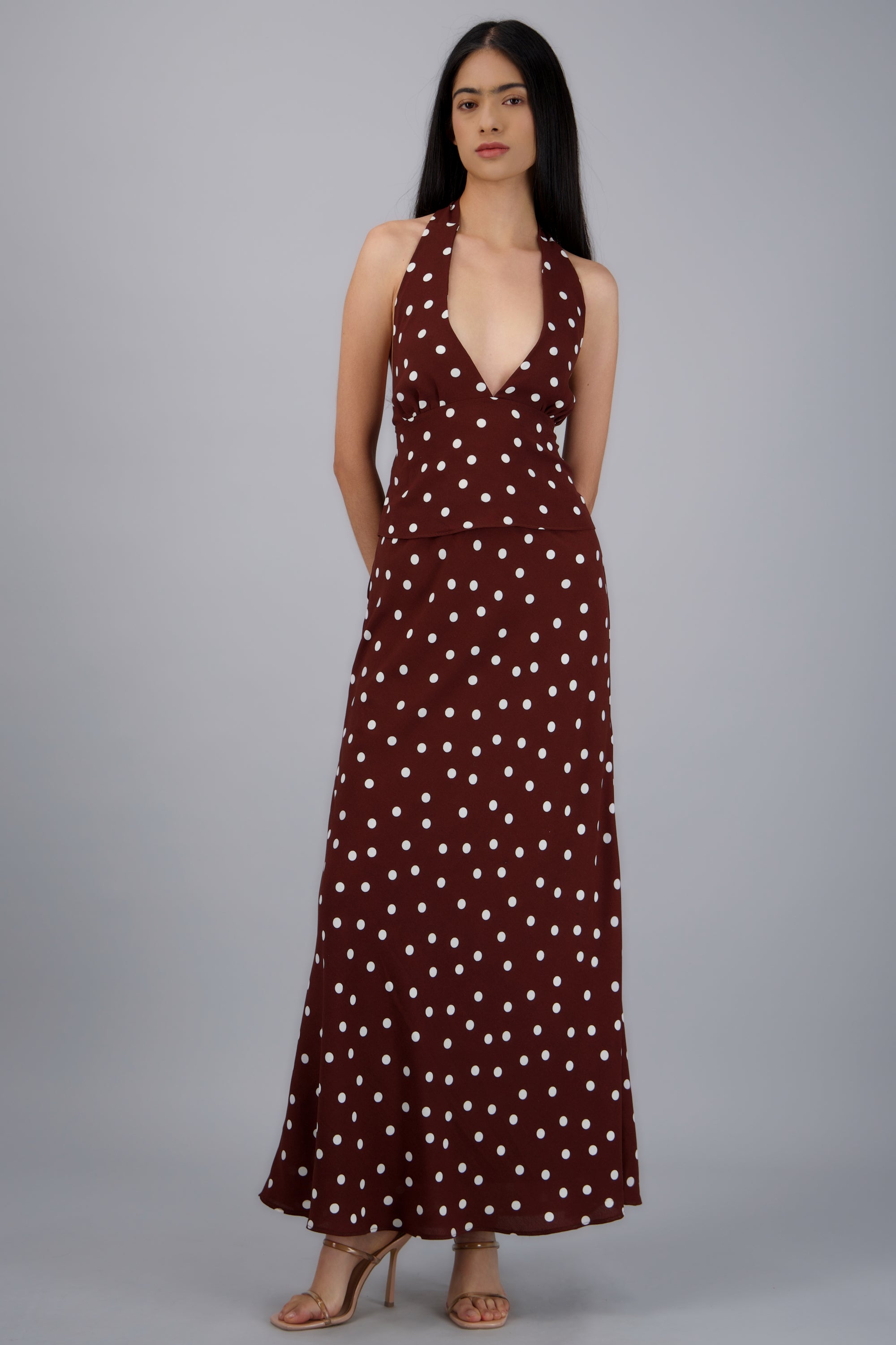 Falda maxi estampado polka dots CAFE COMBO