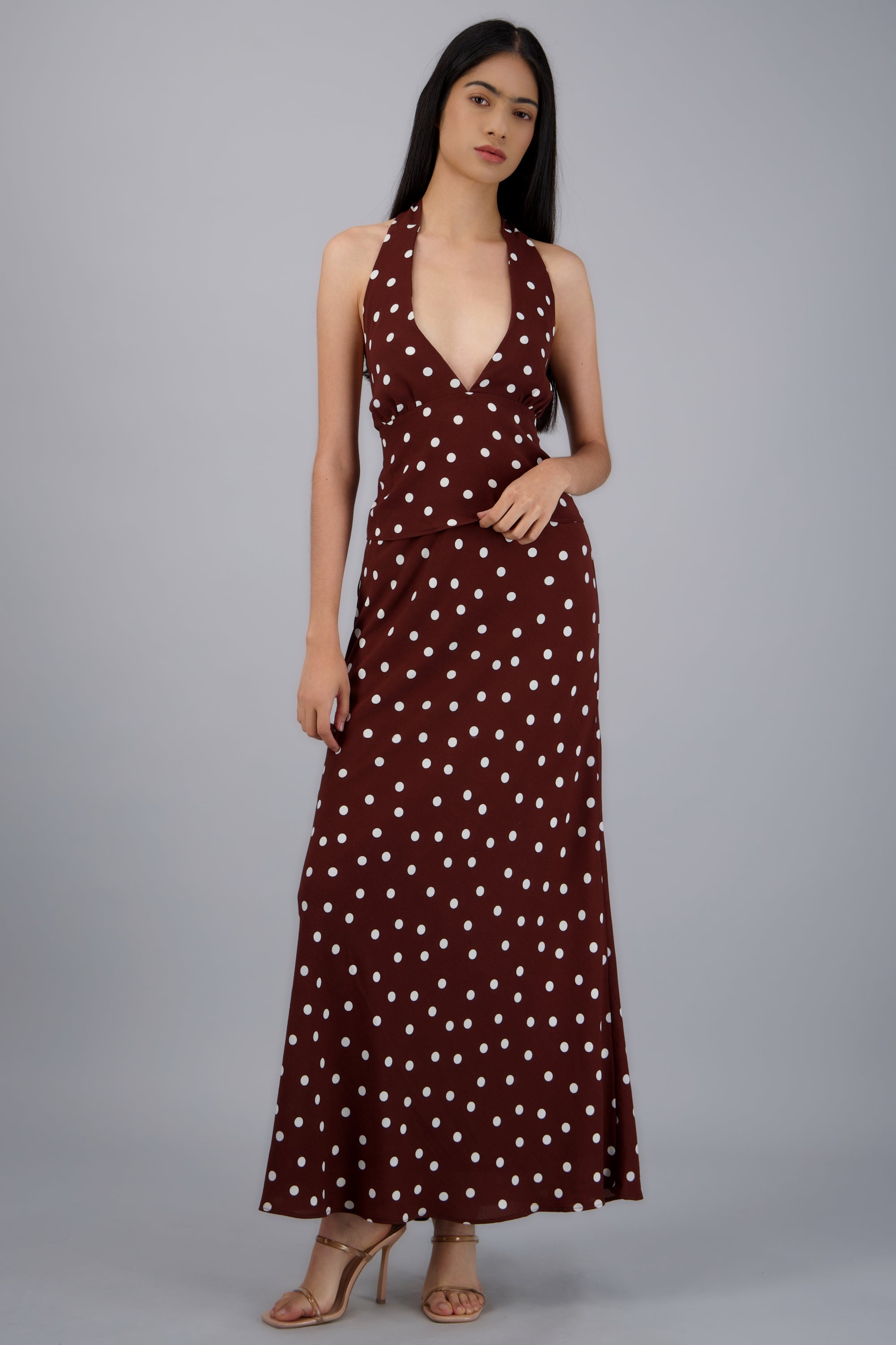 Falda maxi estampado polka dots CAFE COMBO