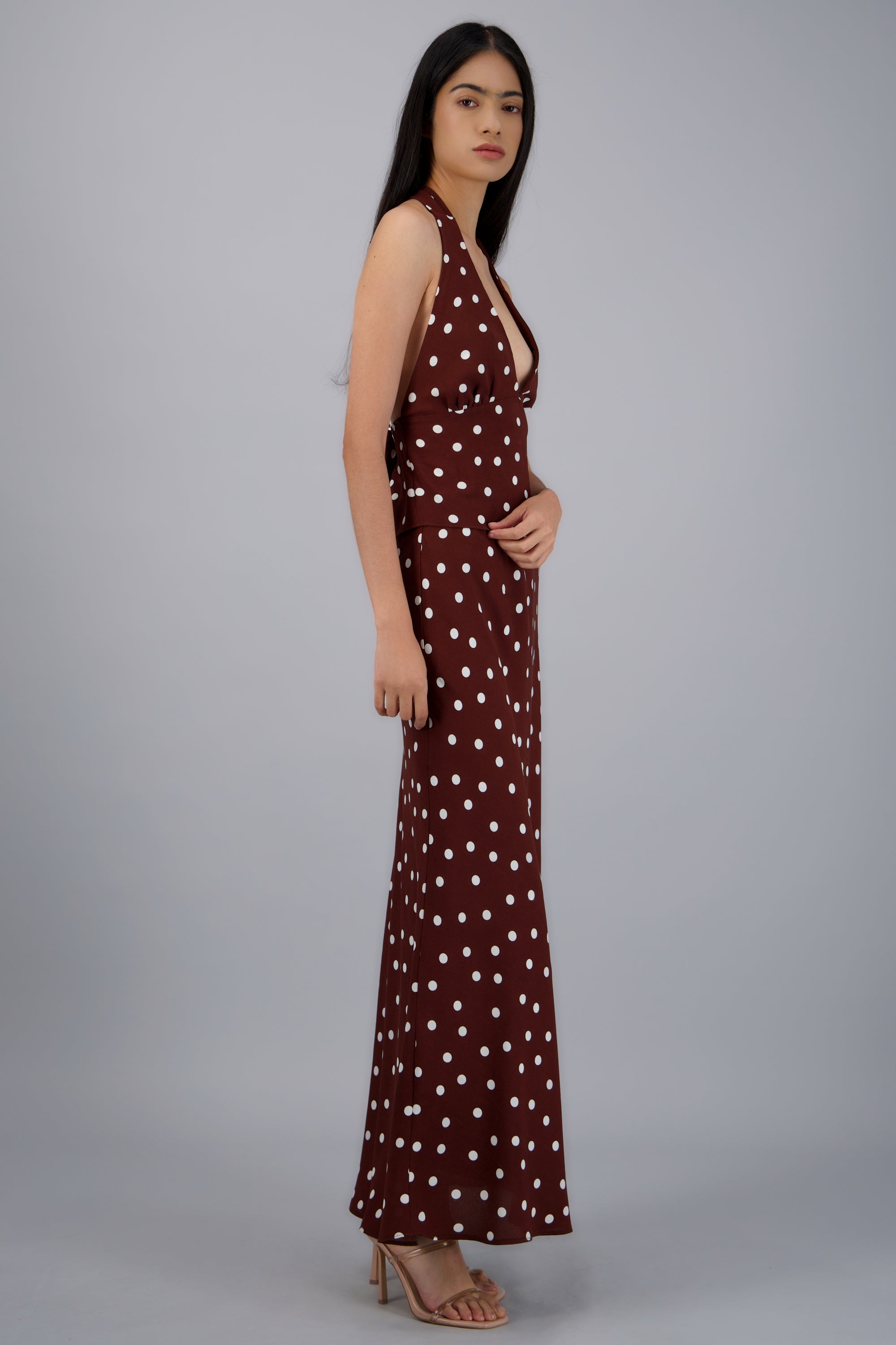 Falda maxi estampado polka dots CAFE COMBO