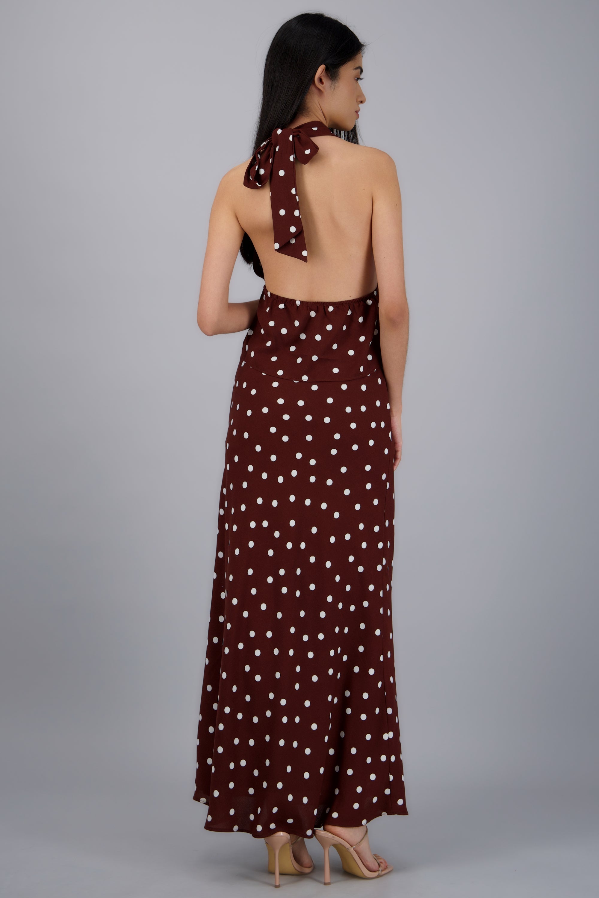 Falda maxi estampado polka dots CAFE COMBO