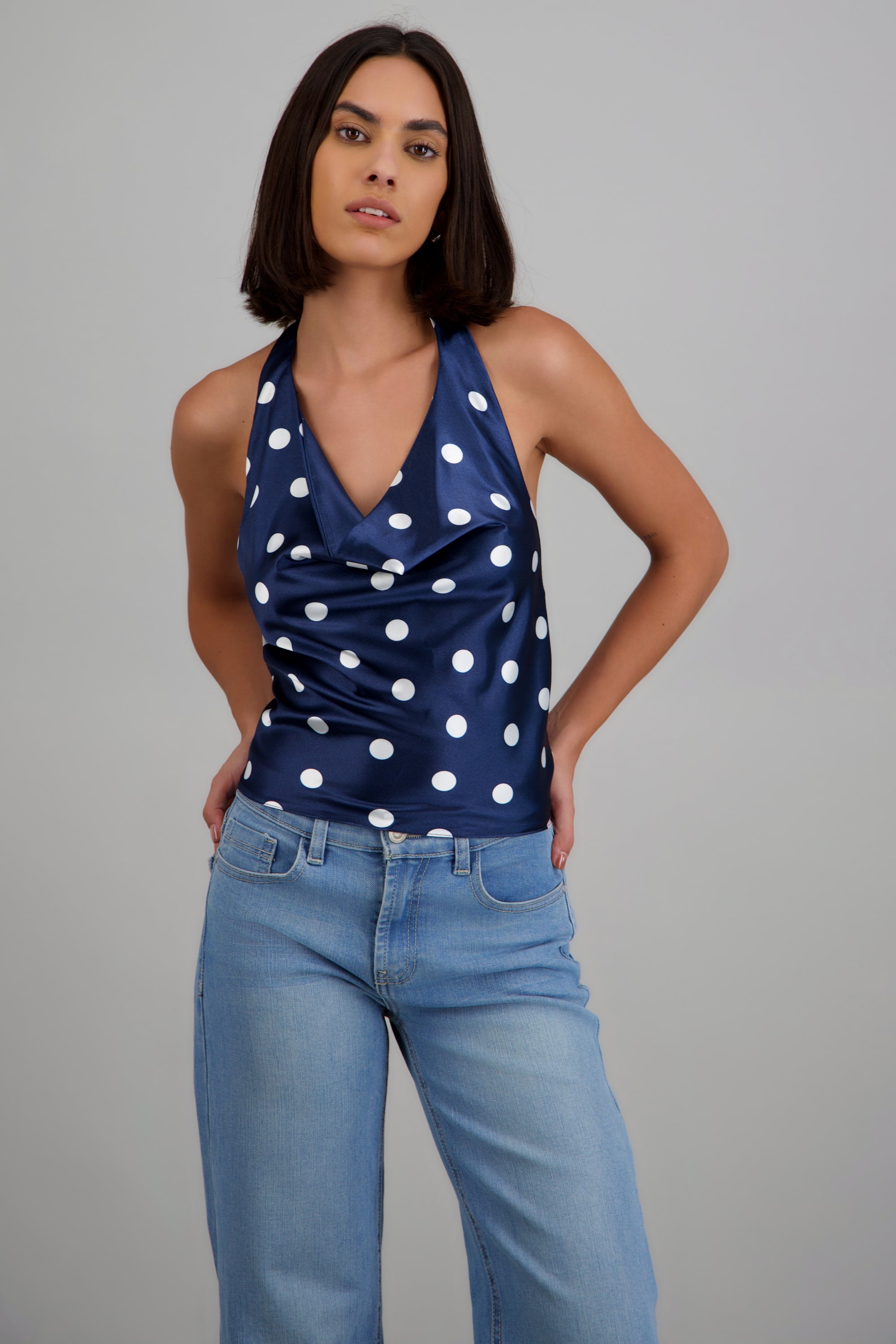 Top de satin halter polka dots MARINO COMBO