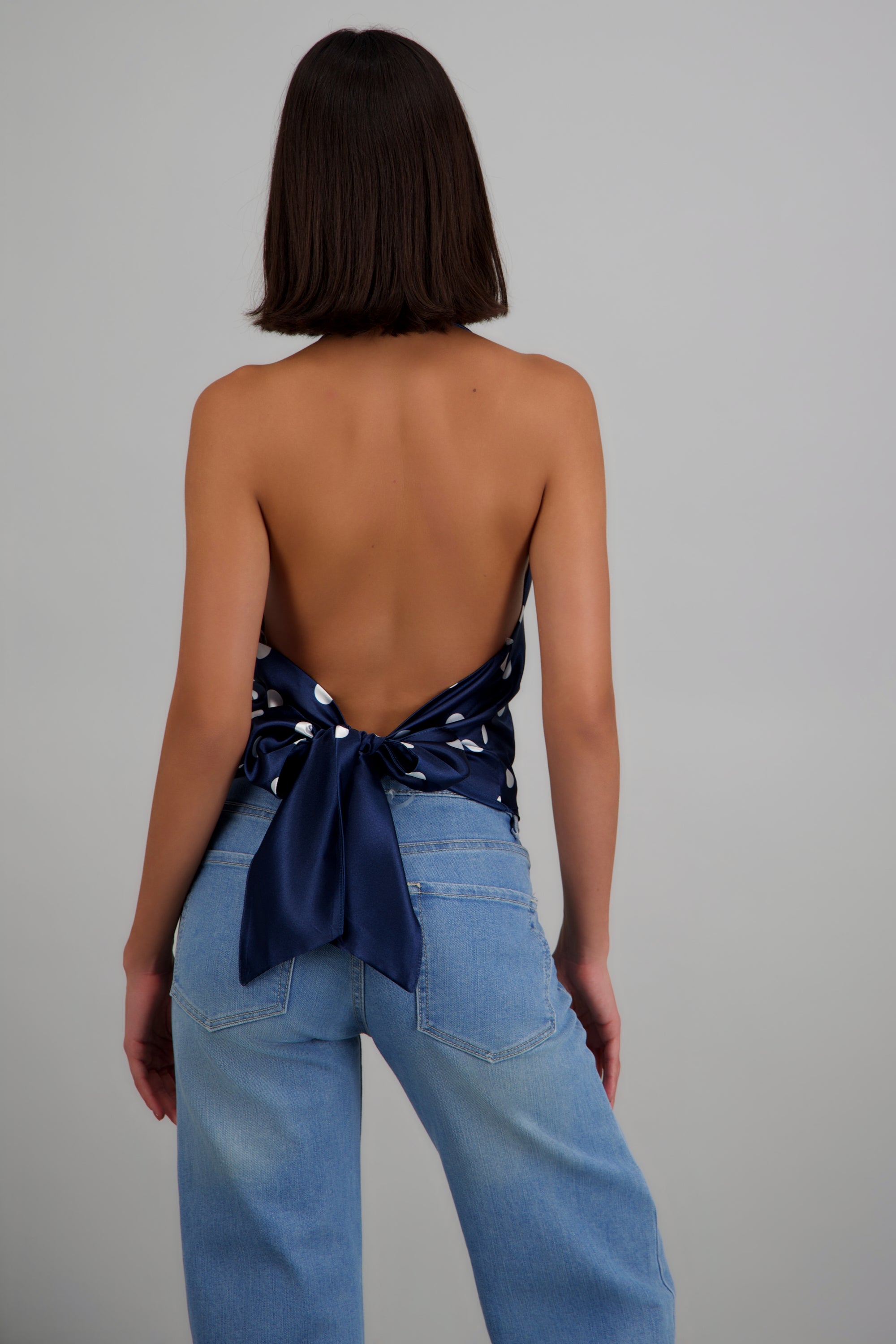 Top de satin halter polka dots MARINO COMBO