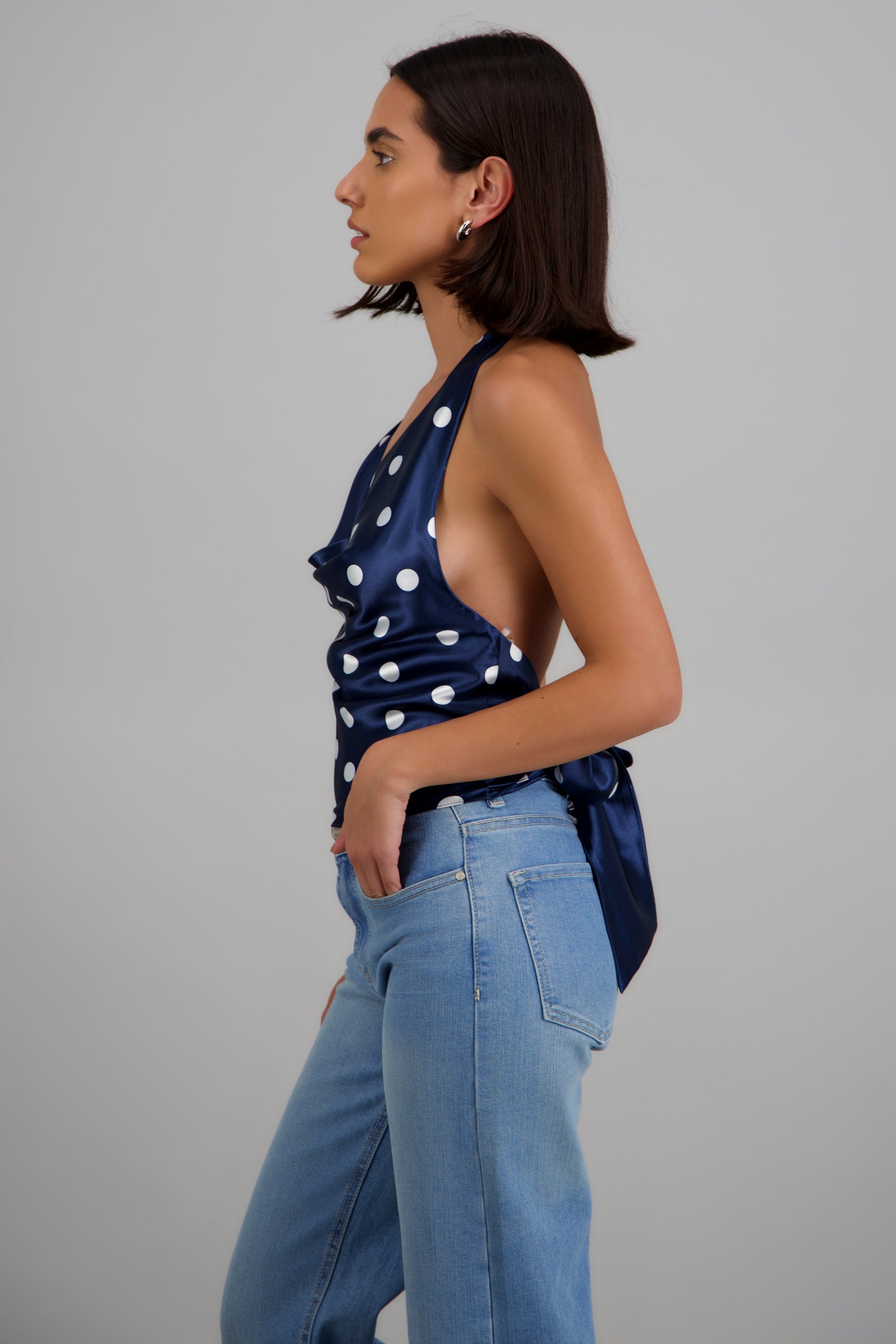 Top de satin halter polka dots MARINO COMBO