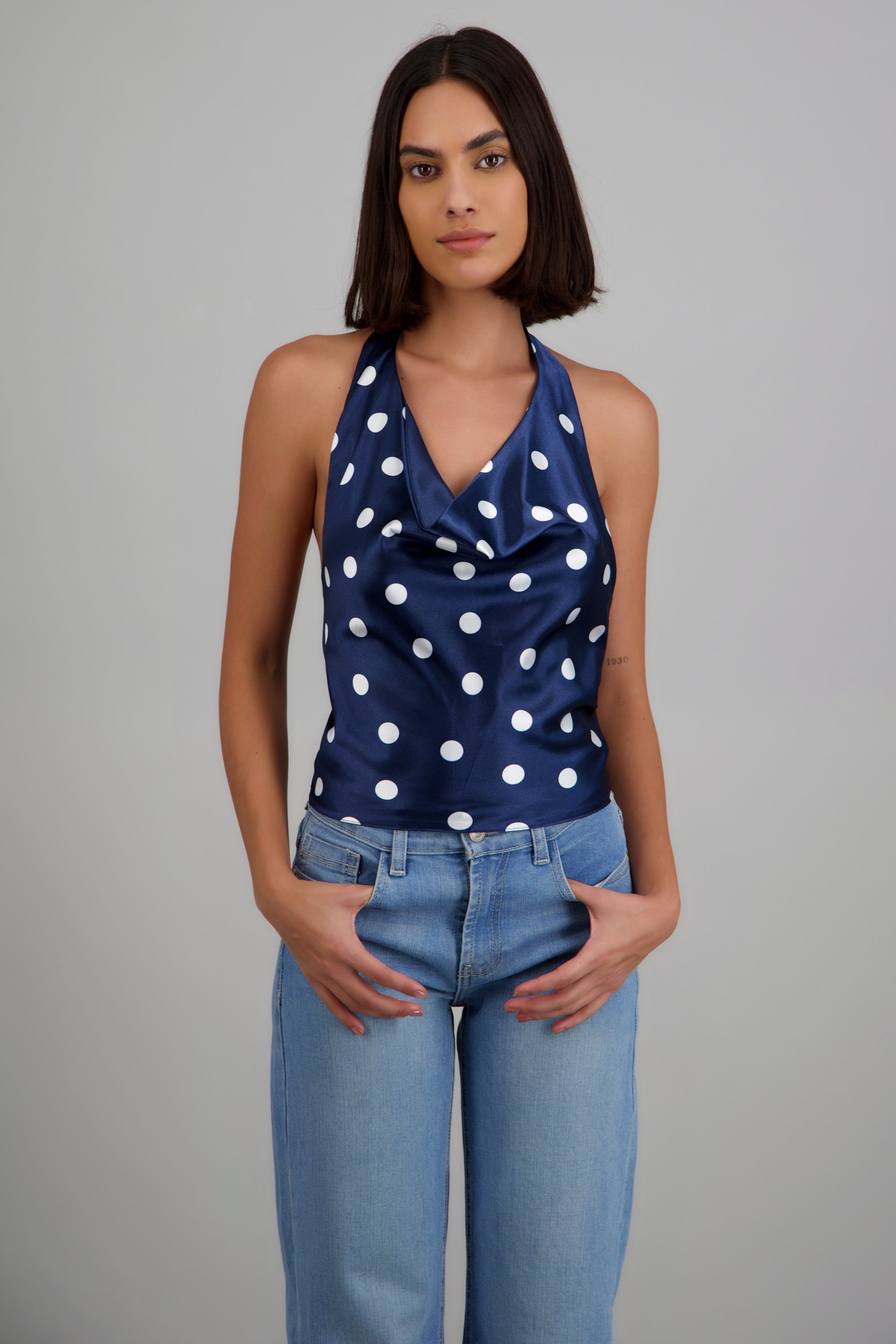 Top de satin halter polka dots MARINO COMBO