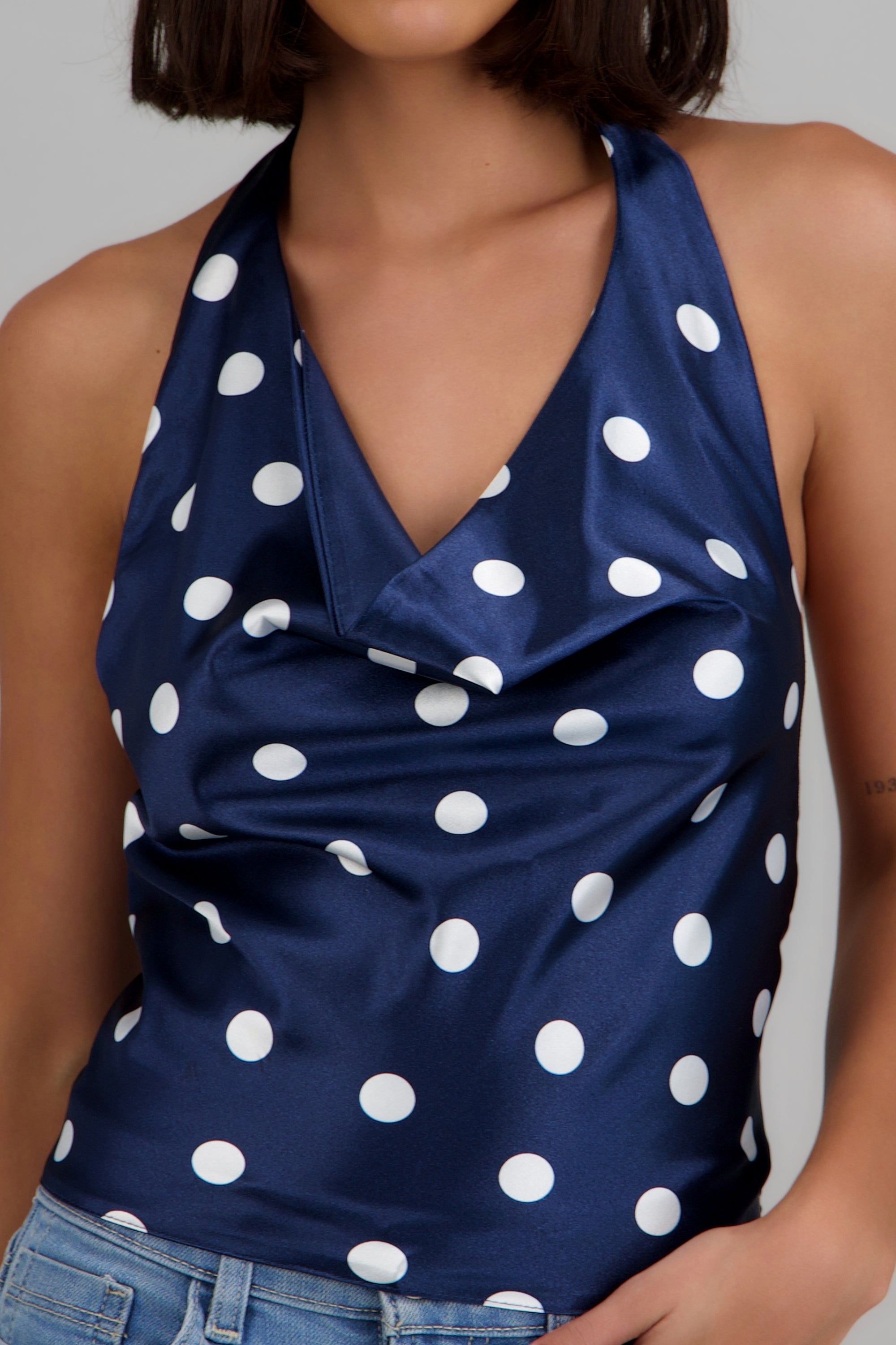 Top de satin halter polka dots MARINO COMBO