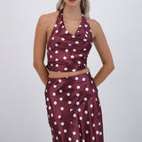 Top de satin halter polka dots