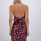 Top de satin halter polka dots