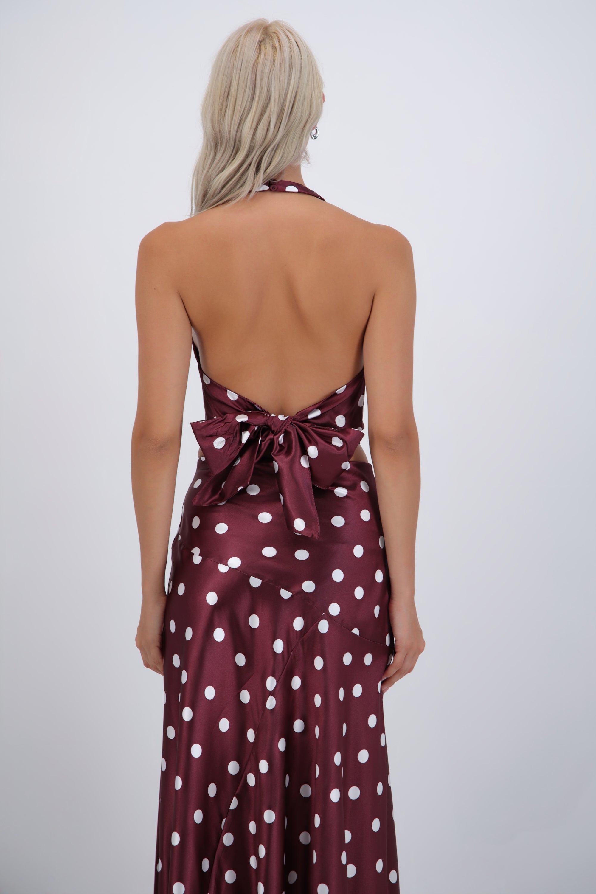 Top de satin halter polka dots CIRUELA