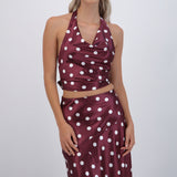 Top de satin halter polka dots