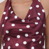 Top de satin halter polka dots
