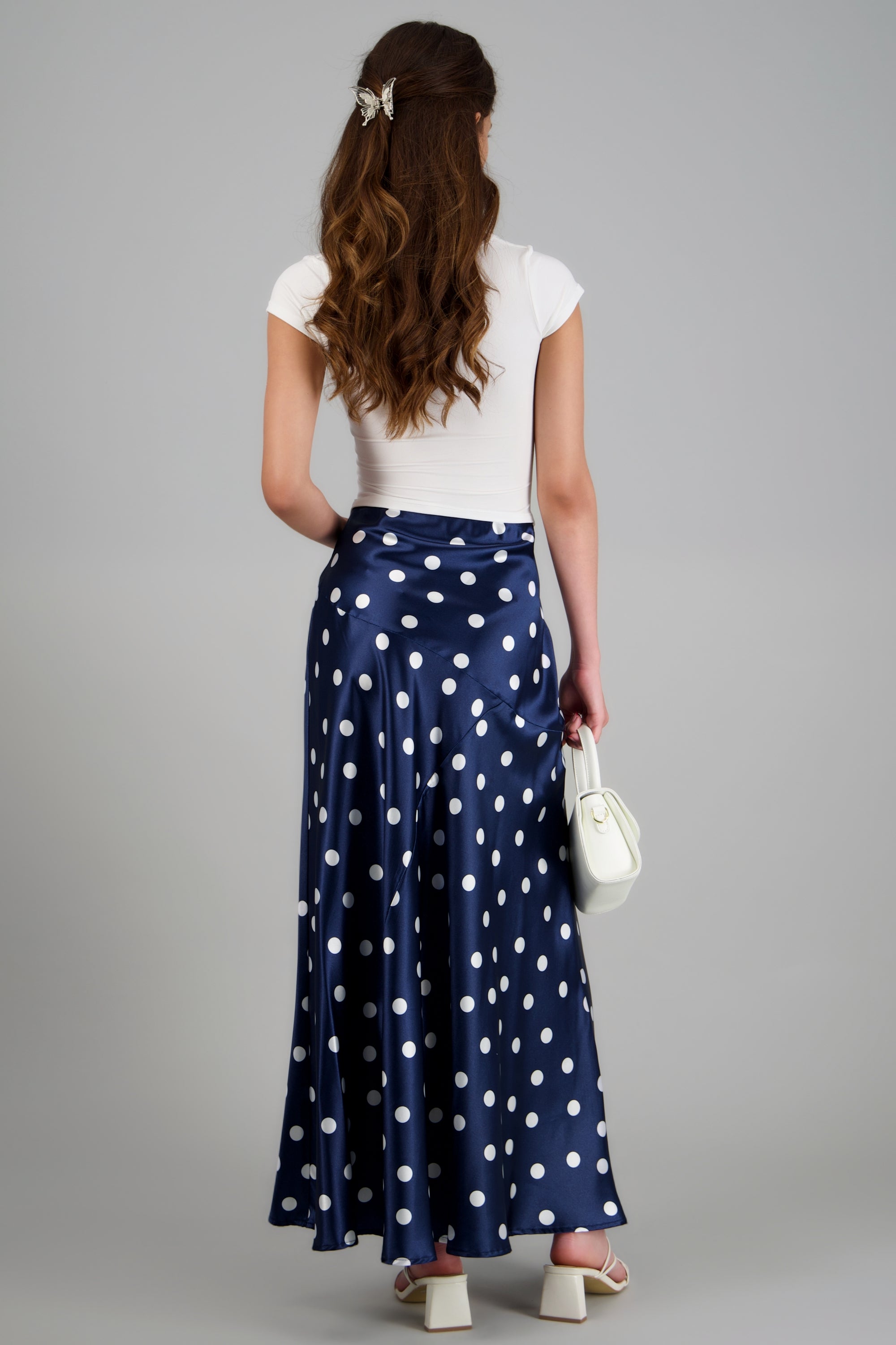 Falda midi de satin polka dots MARINO COMBO