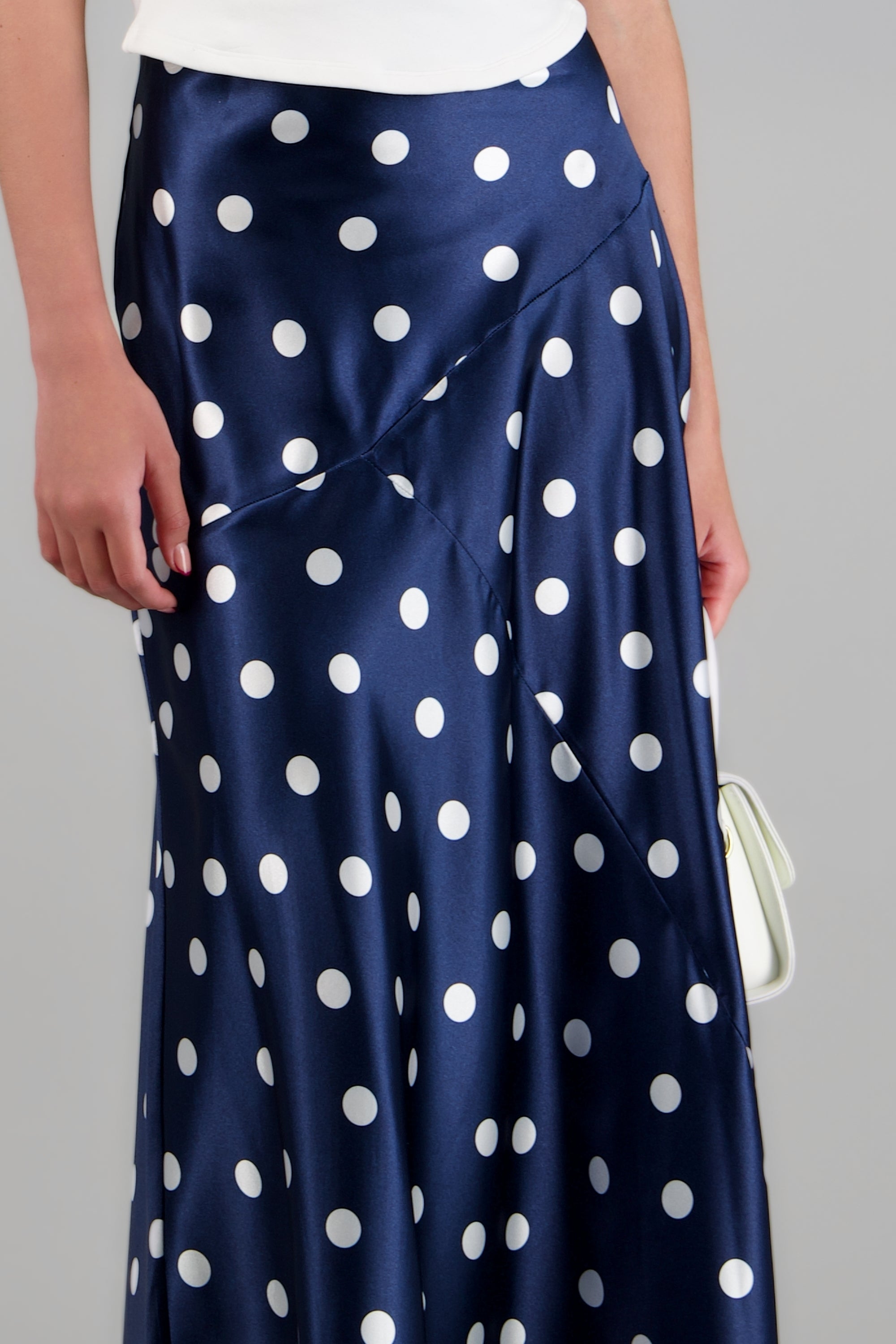 Falda midi de satin polka dots MARINO COMBO