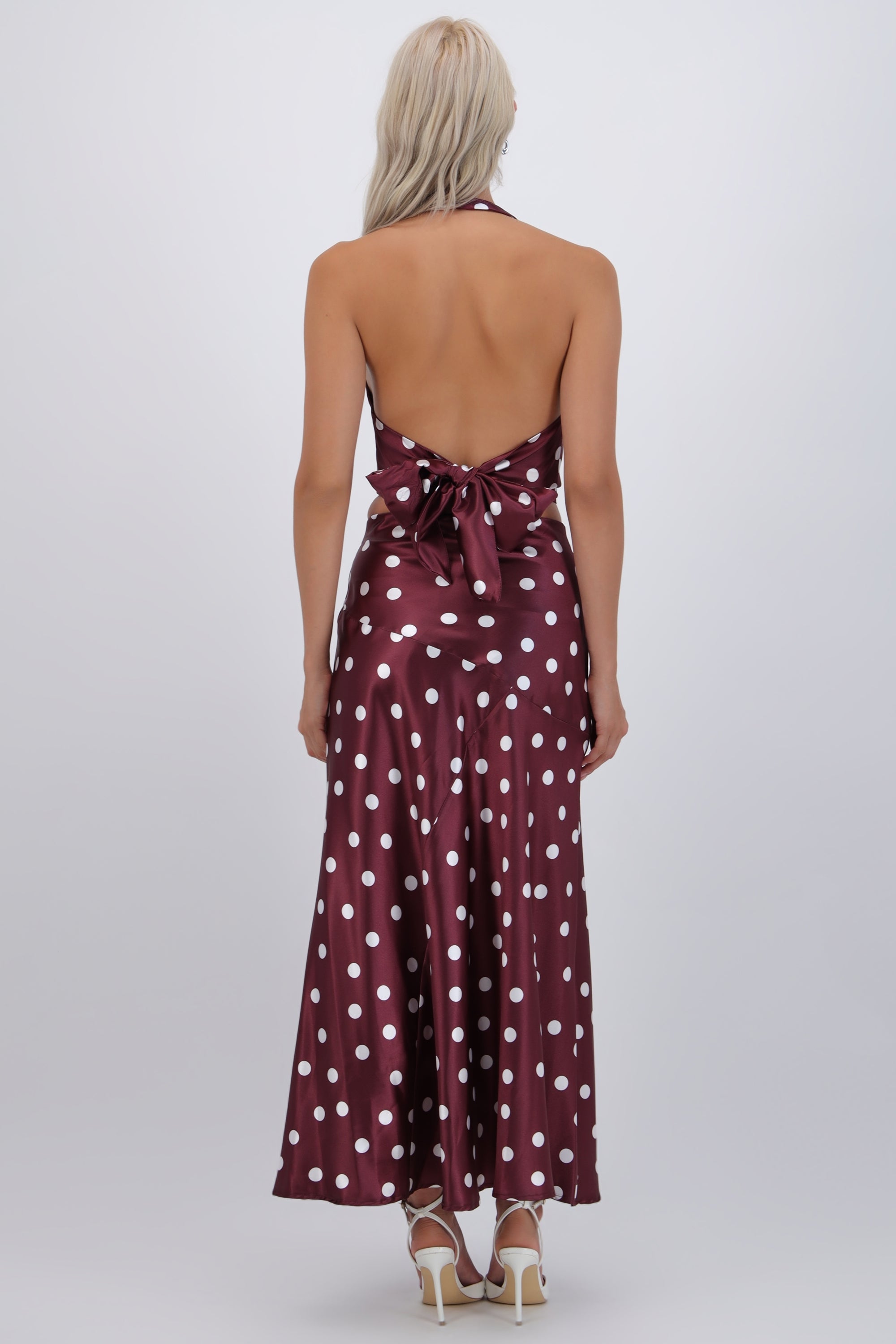 Falda midi de satin polka dots