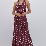 Falda midi de satin polka dots