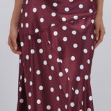 Falda midi de satin polka dots