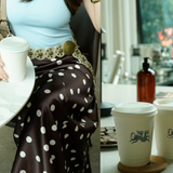 Falda midi de satin polka dots