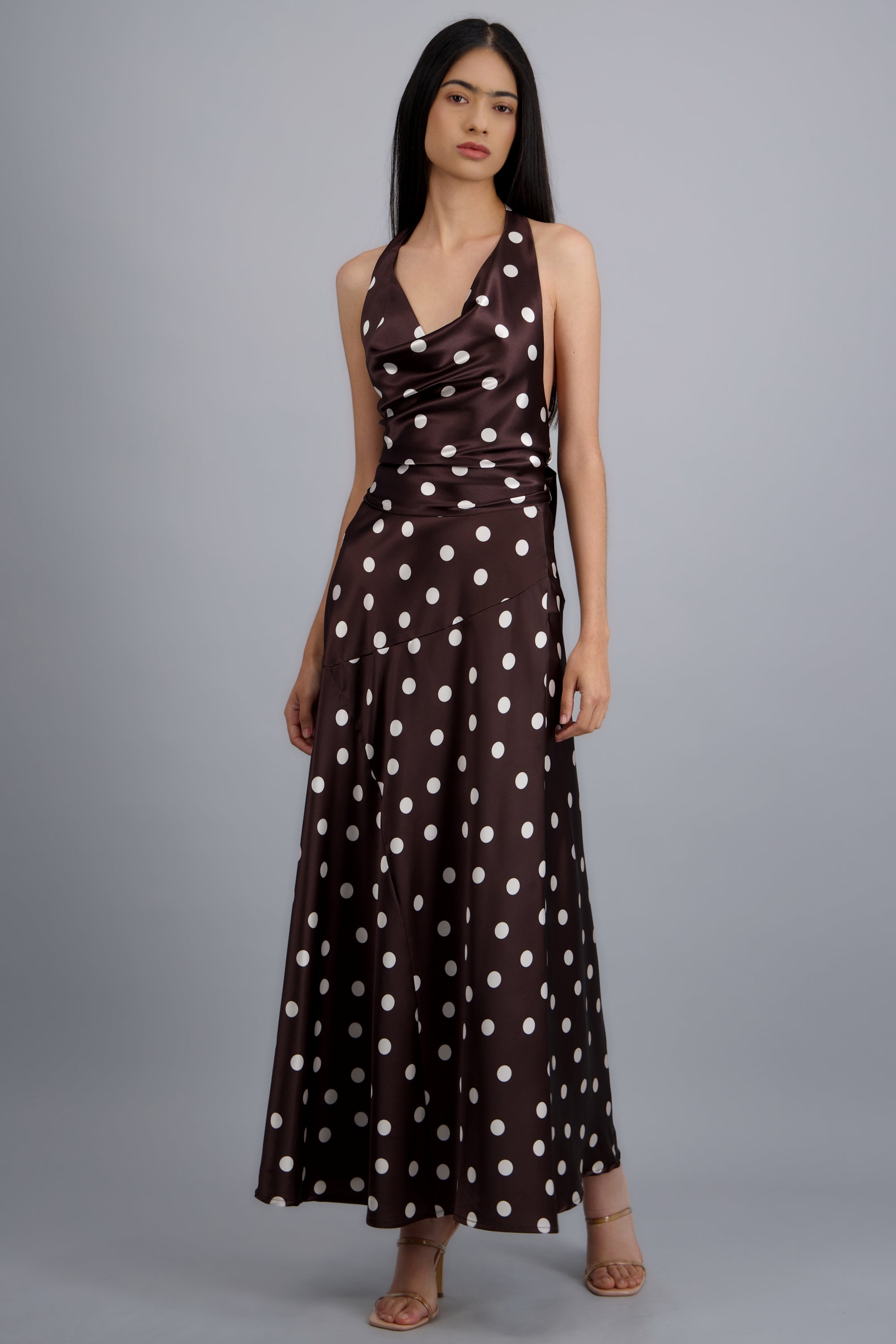 Falda midi de satin polka dots CAFE COMBO