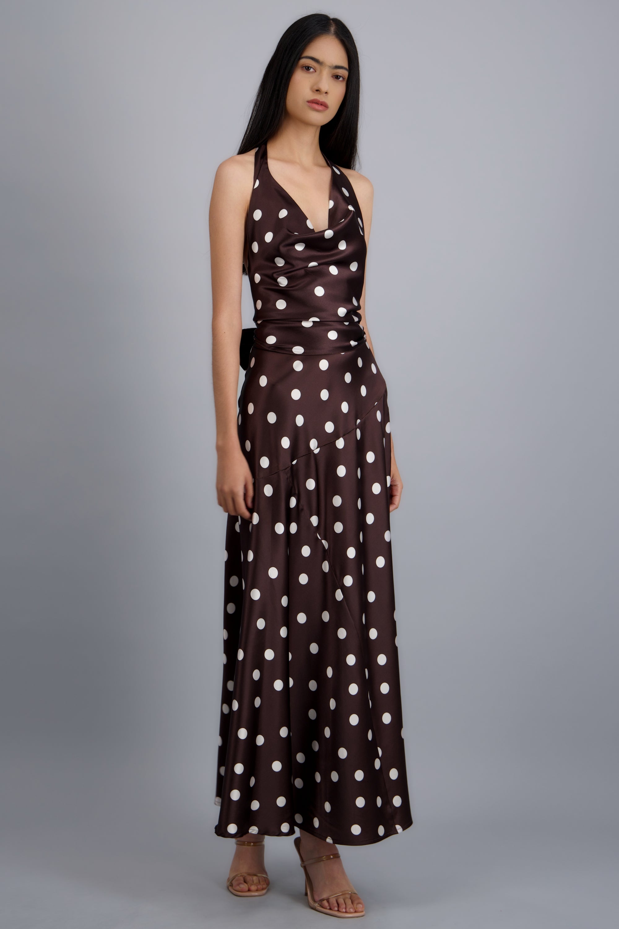 Falda midi de satin polka dots CAFE COMBO