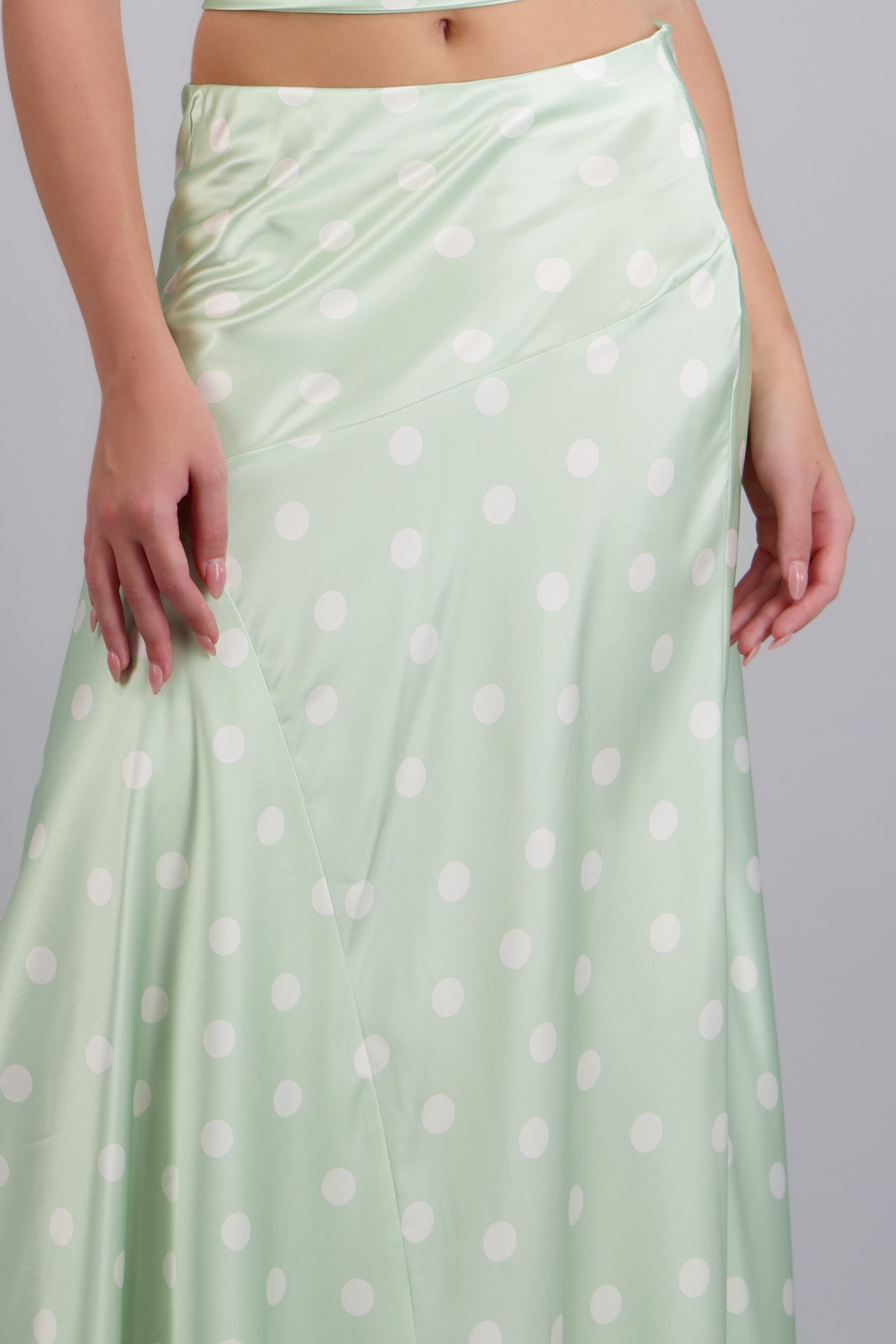 Falda midi de satin polka dots SAGE