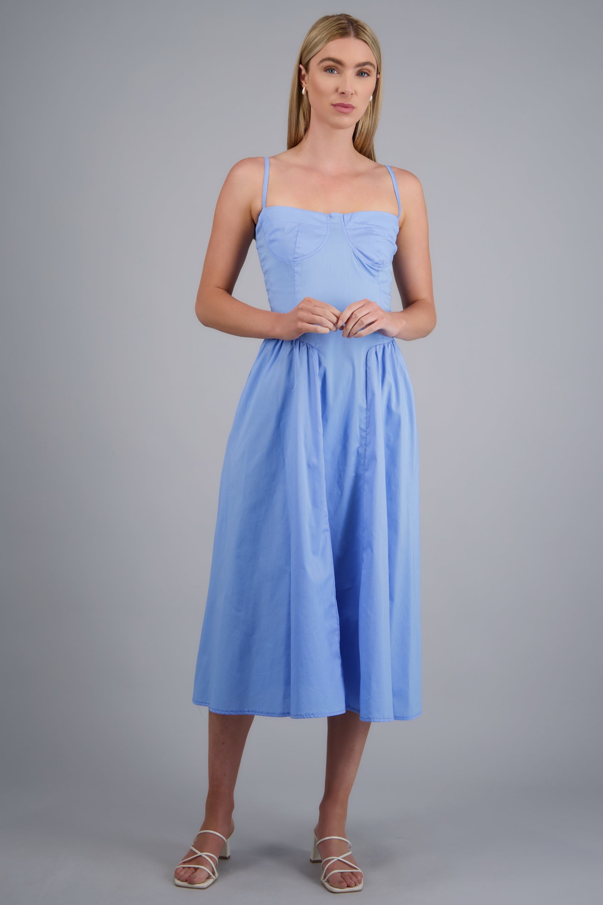 Vestido largo tirantes AZUL PASTEL