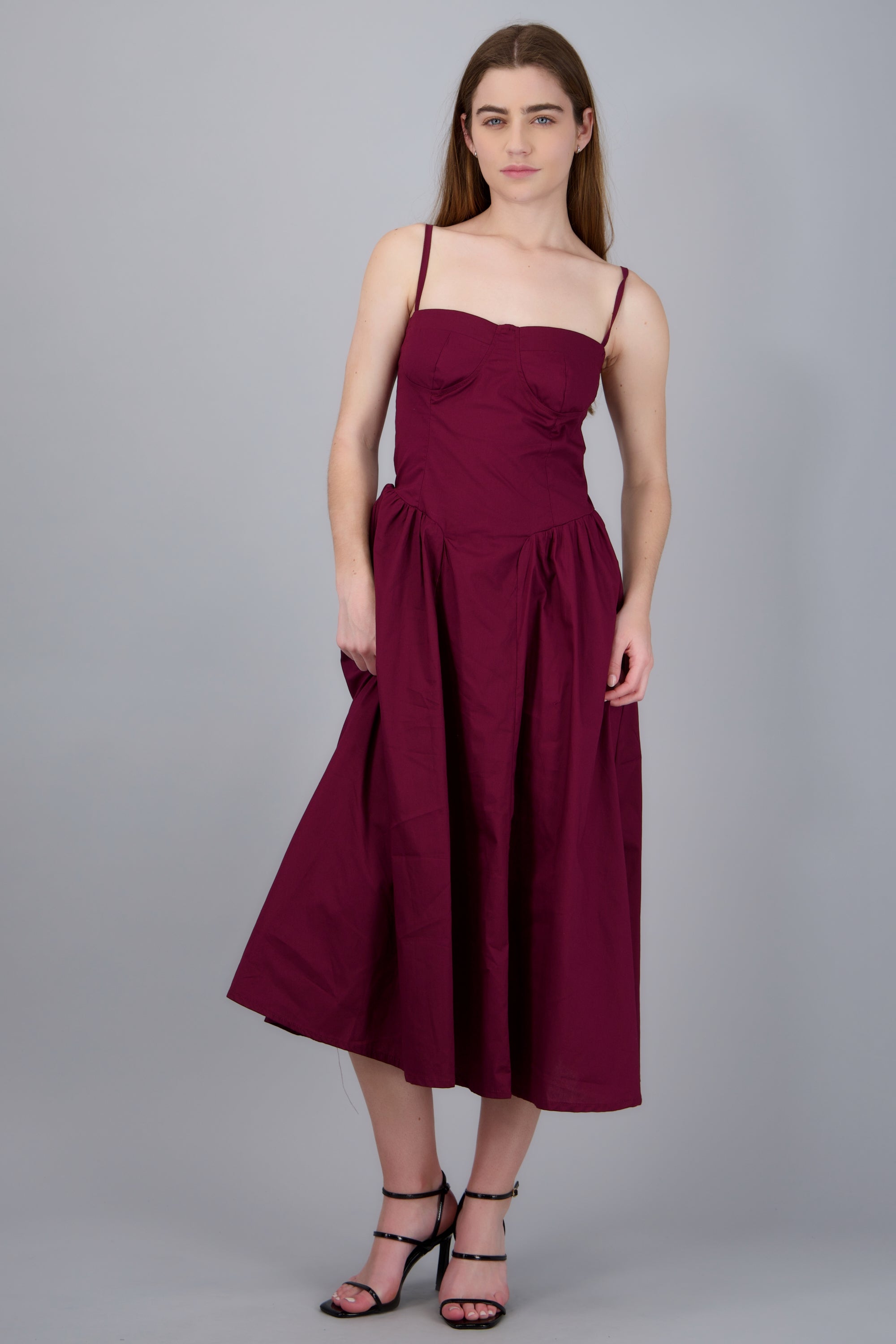 Vestido largo tirantes VINO