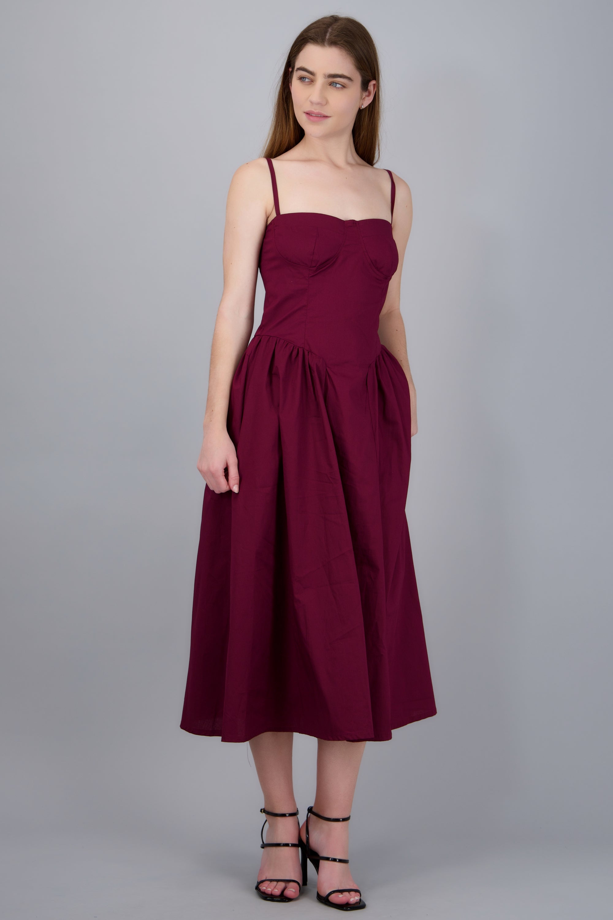 Vestido largo tirantes VINO