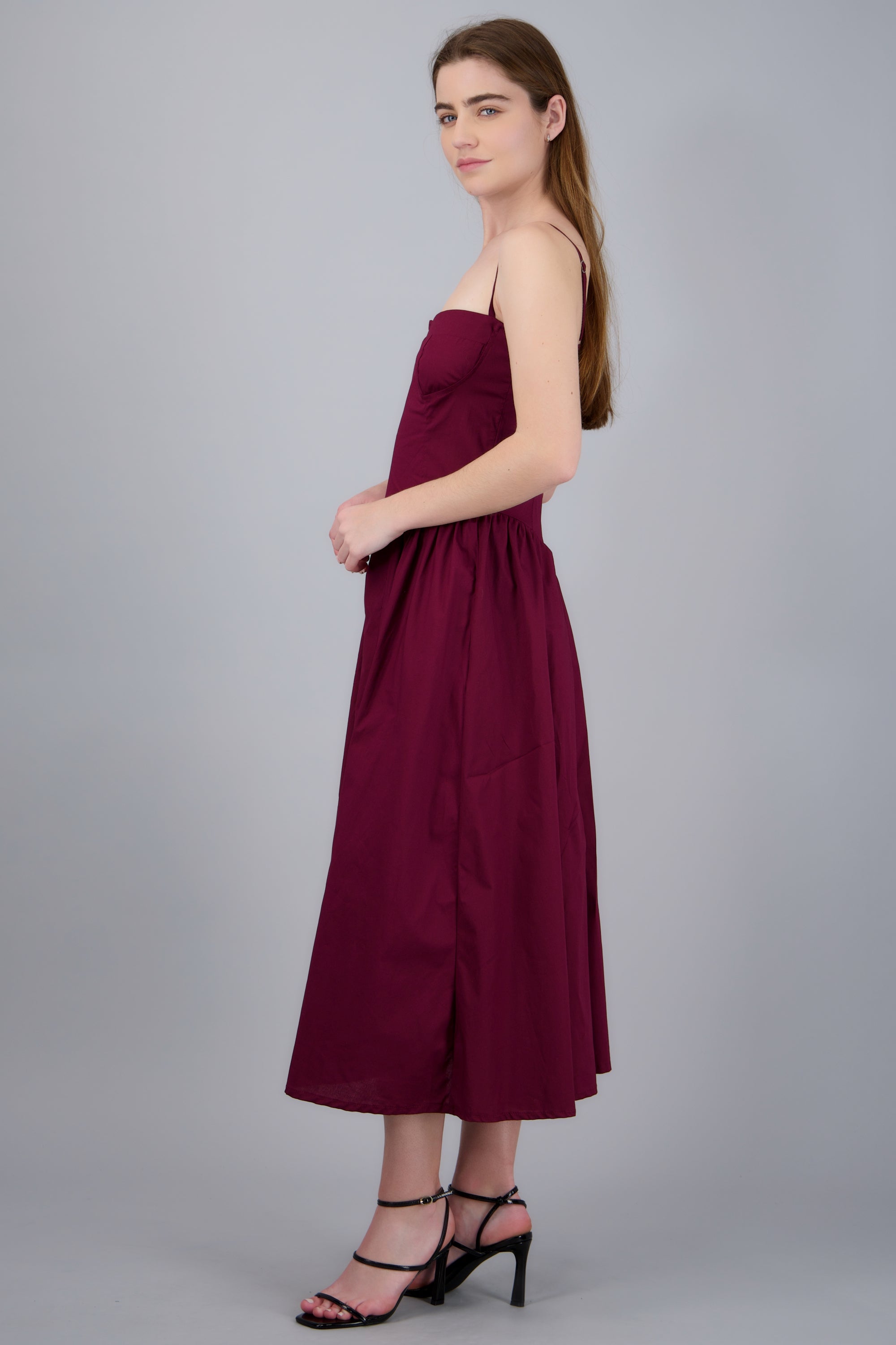 Vestido largo tirantes VINO