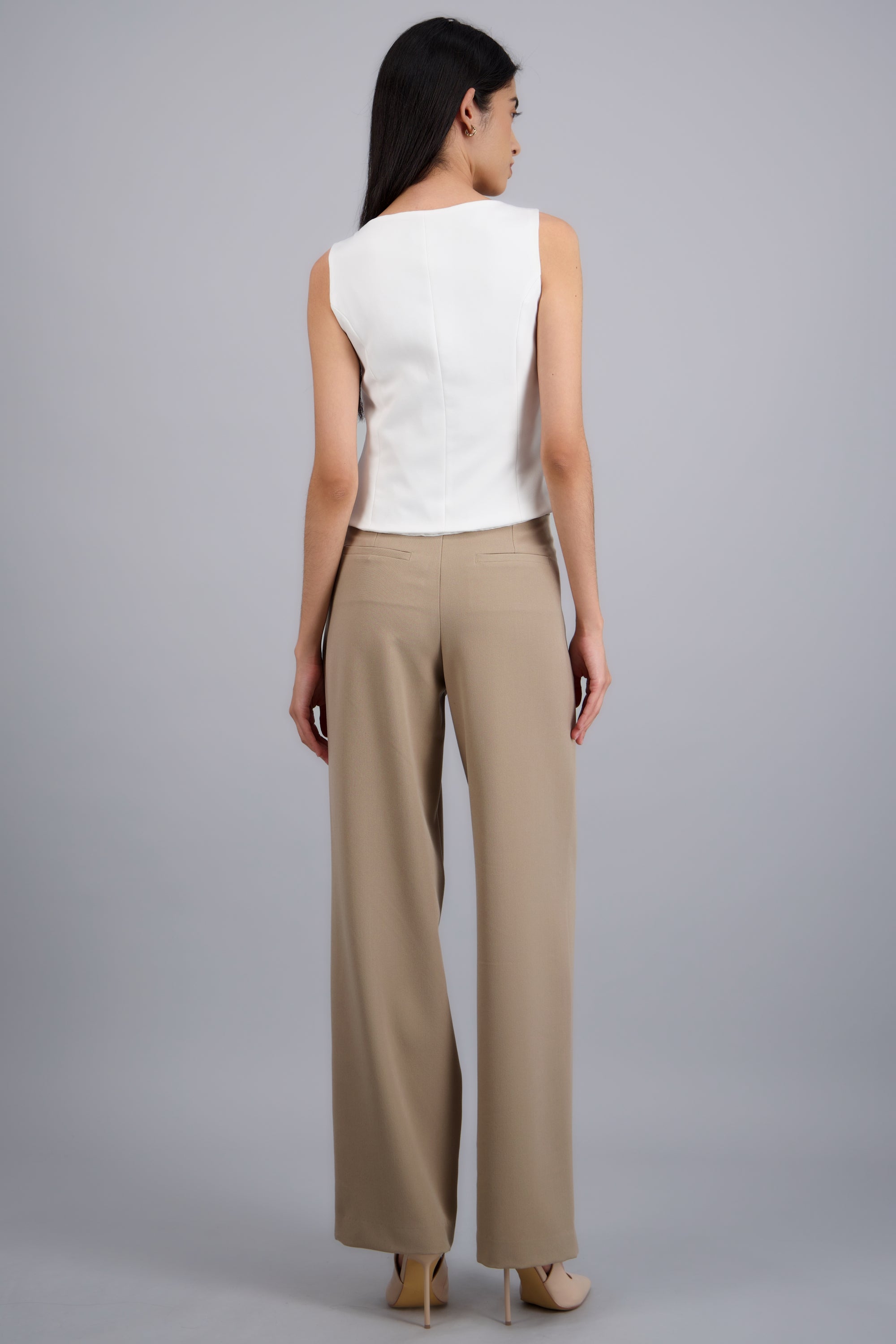 Pantalon sastre effortless con pinzas BEIGE