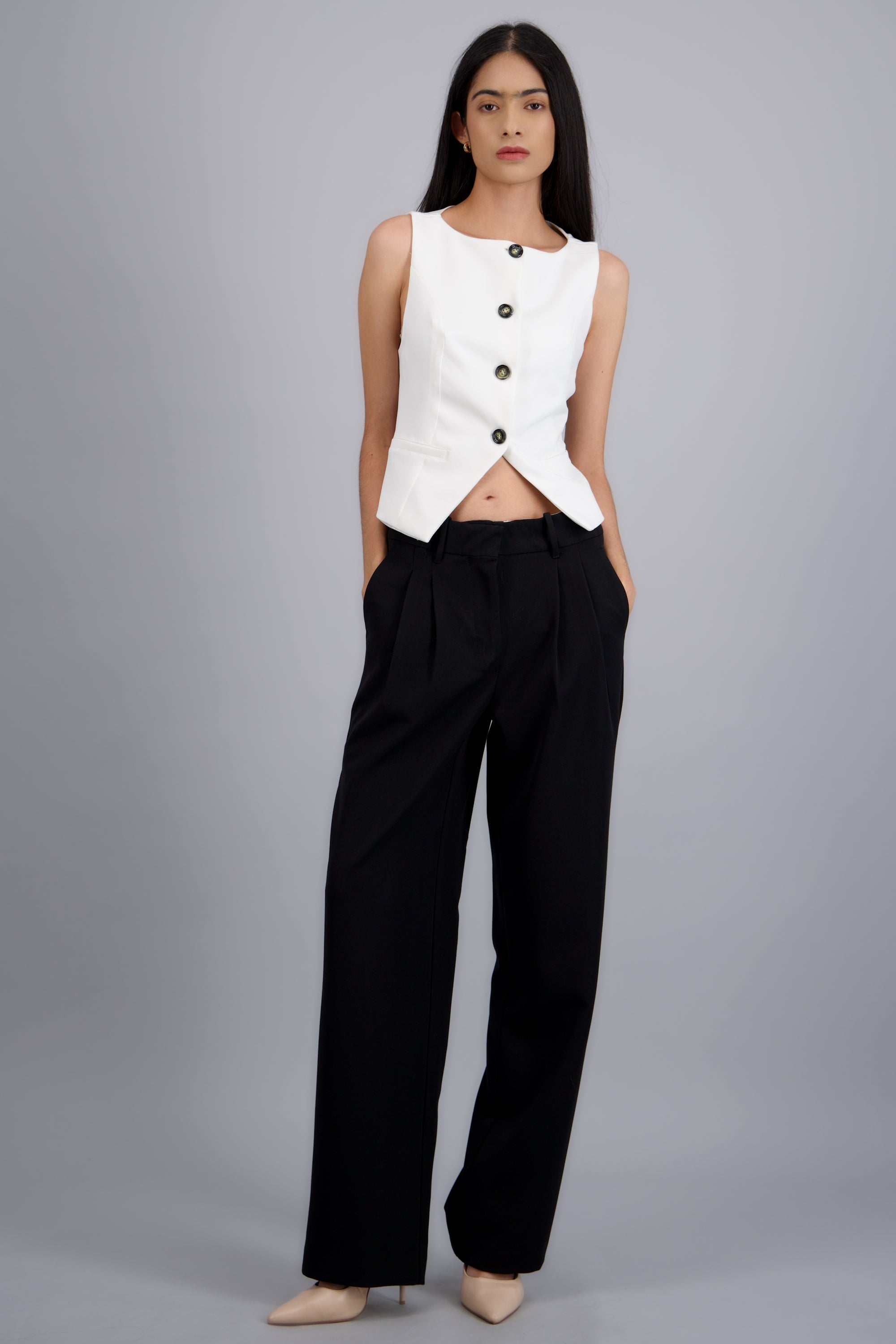 Pantalon sastre effortless con pinzas NEGRO