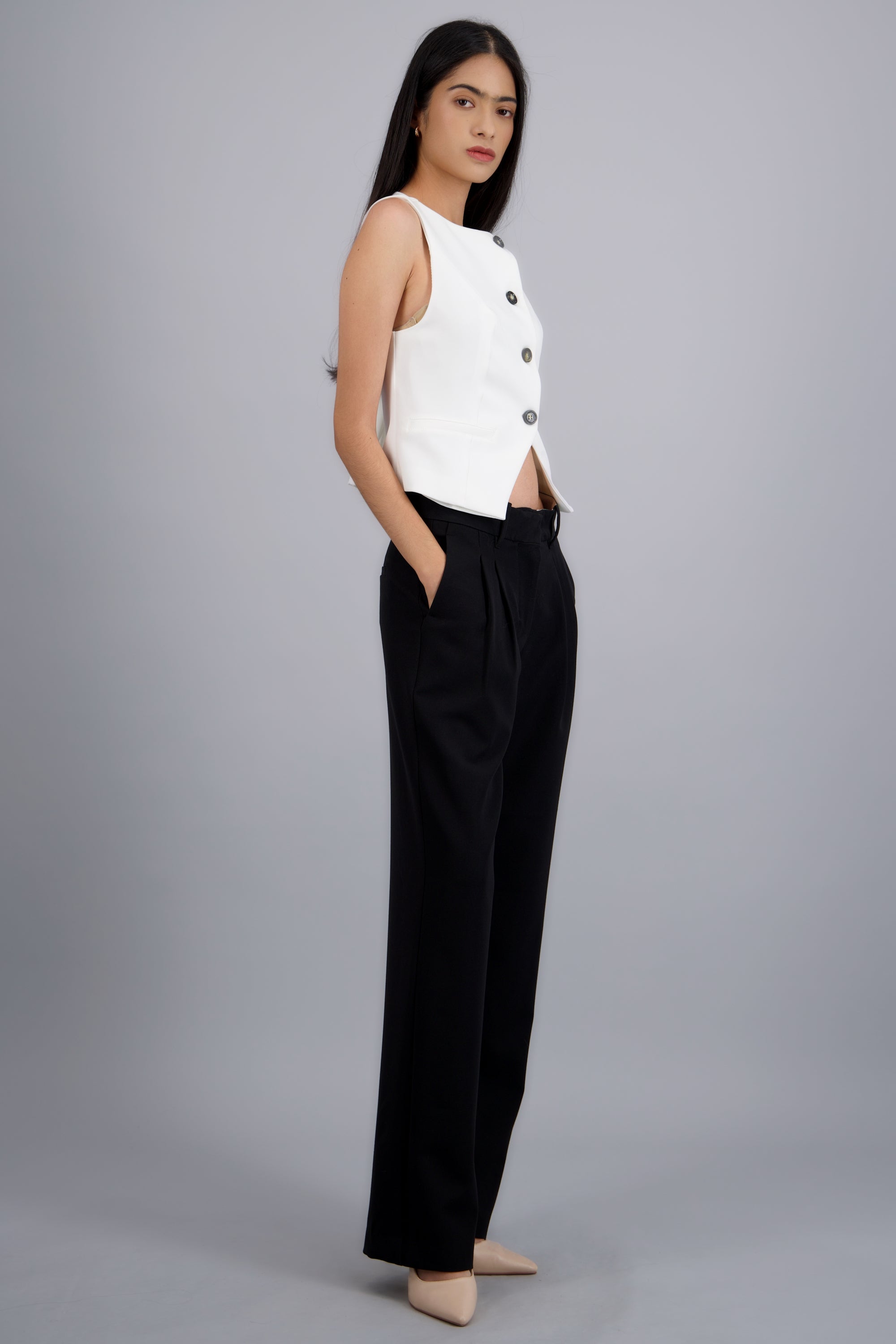 Pantalon sastre effortless con pinzas NEGRO