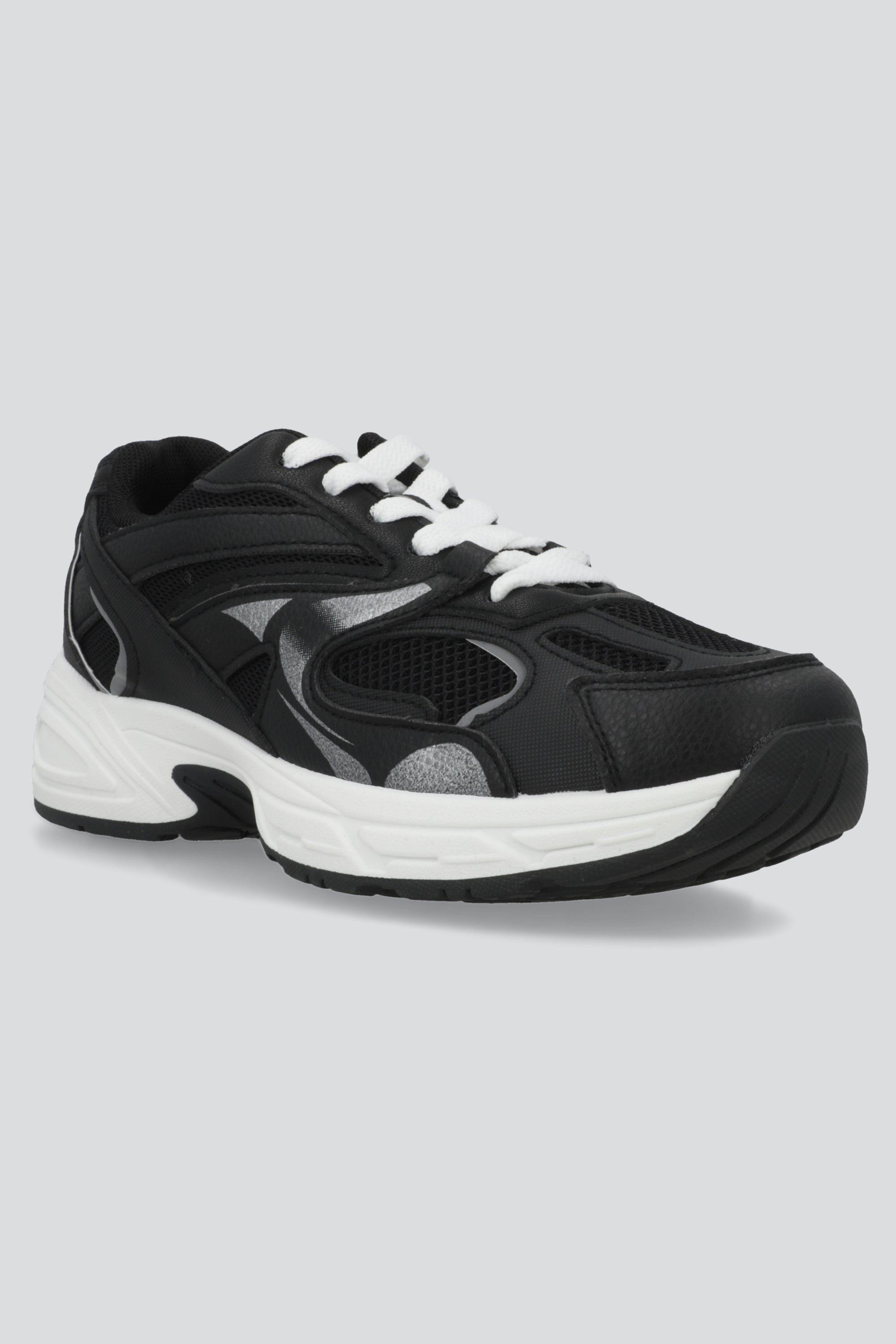 Tenis runner plataforma lineas contraste NEGRO