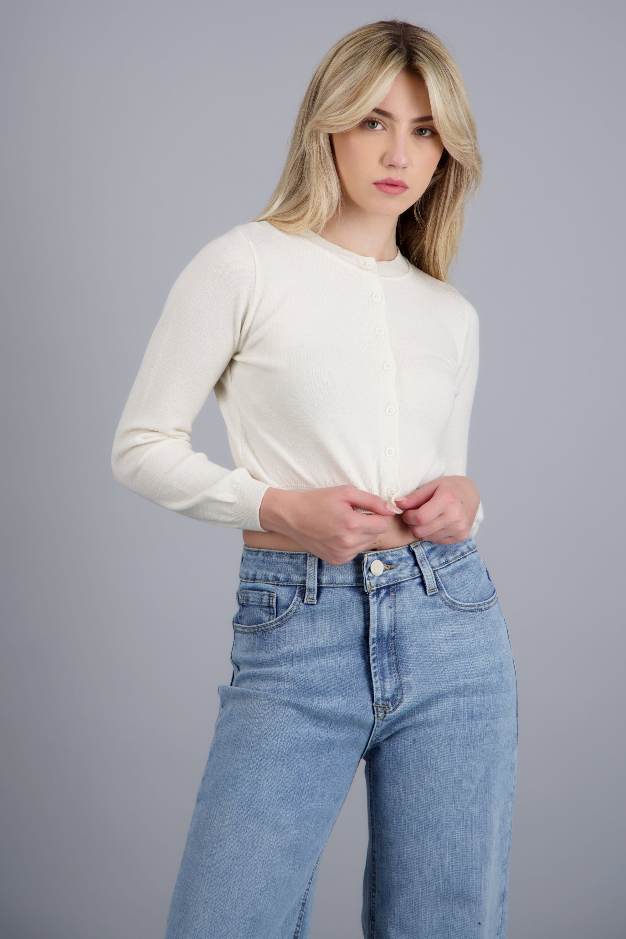 Cardigan básico ligero HUESO