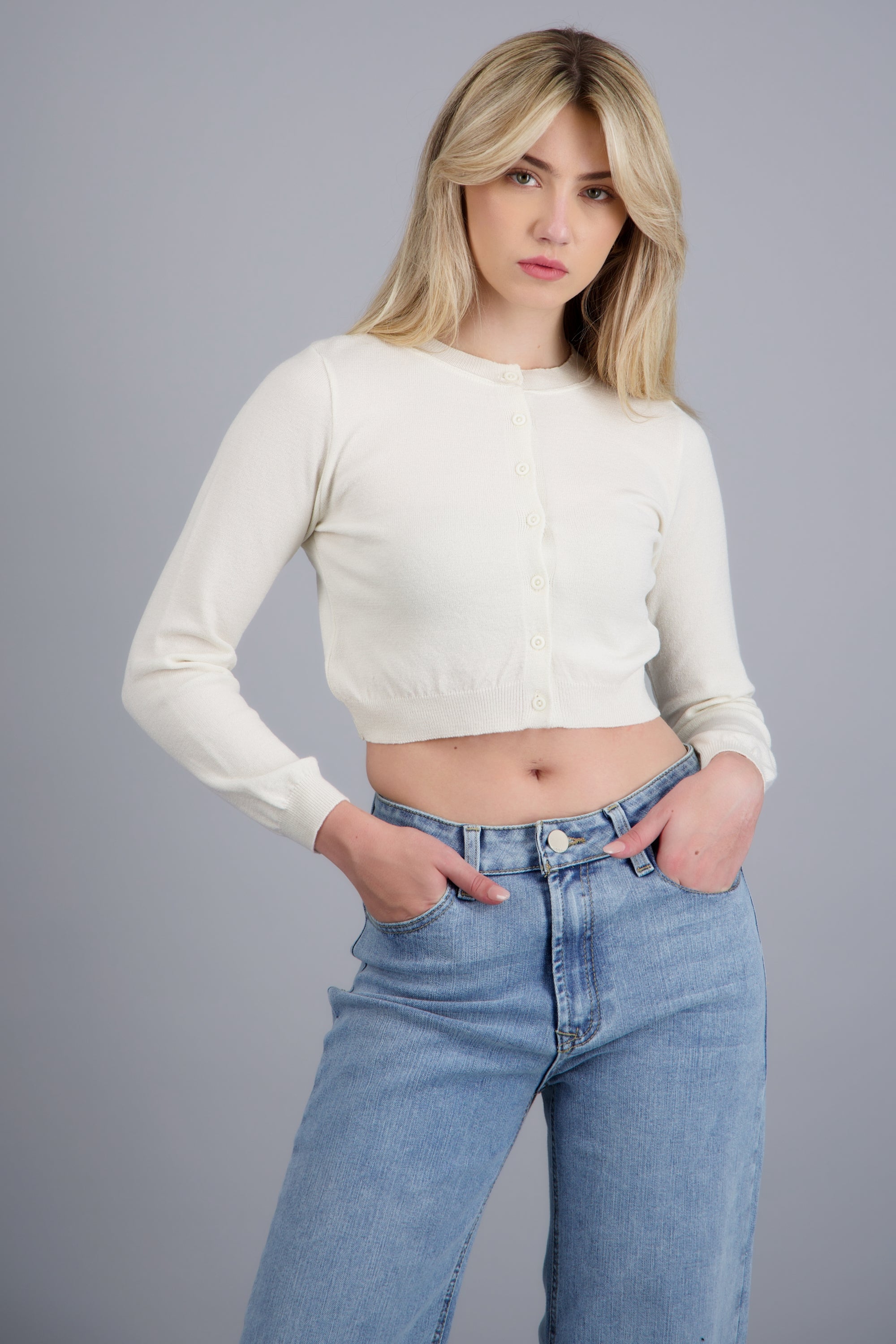 Cardigan básico ligero HUESO