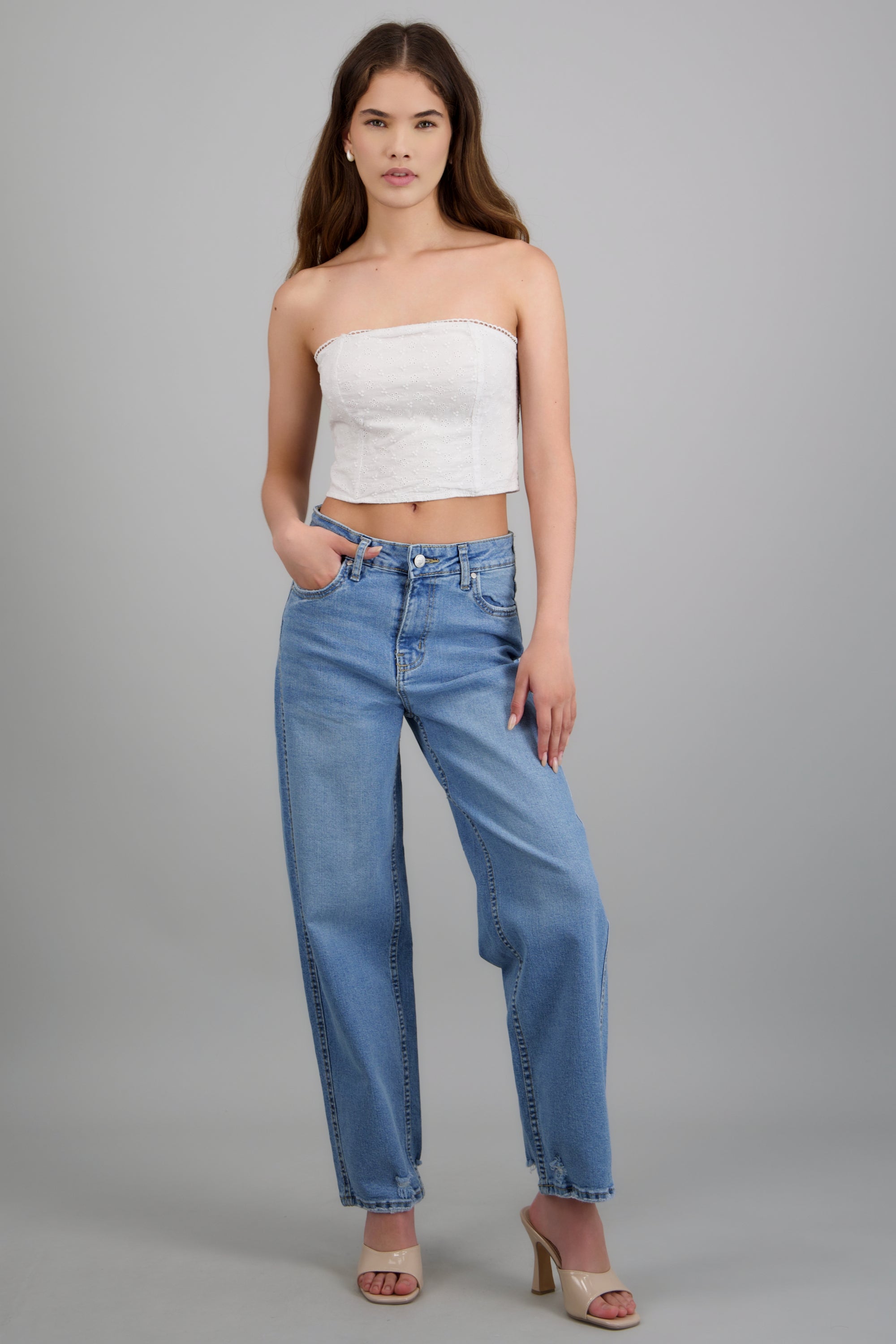Jeans barrel mid rise LIGHT WASH