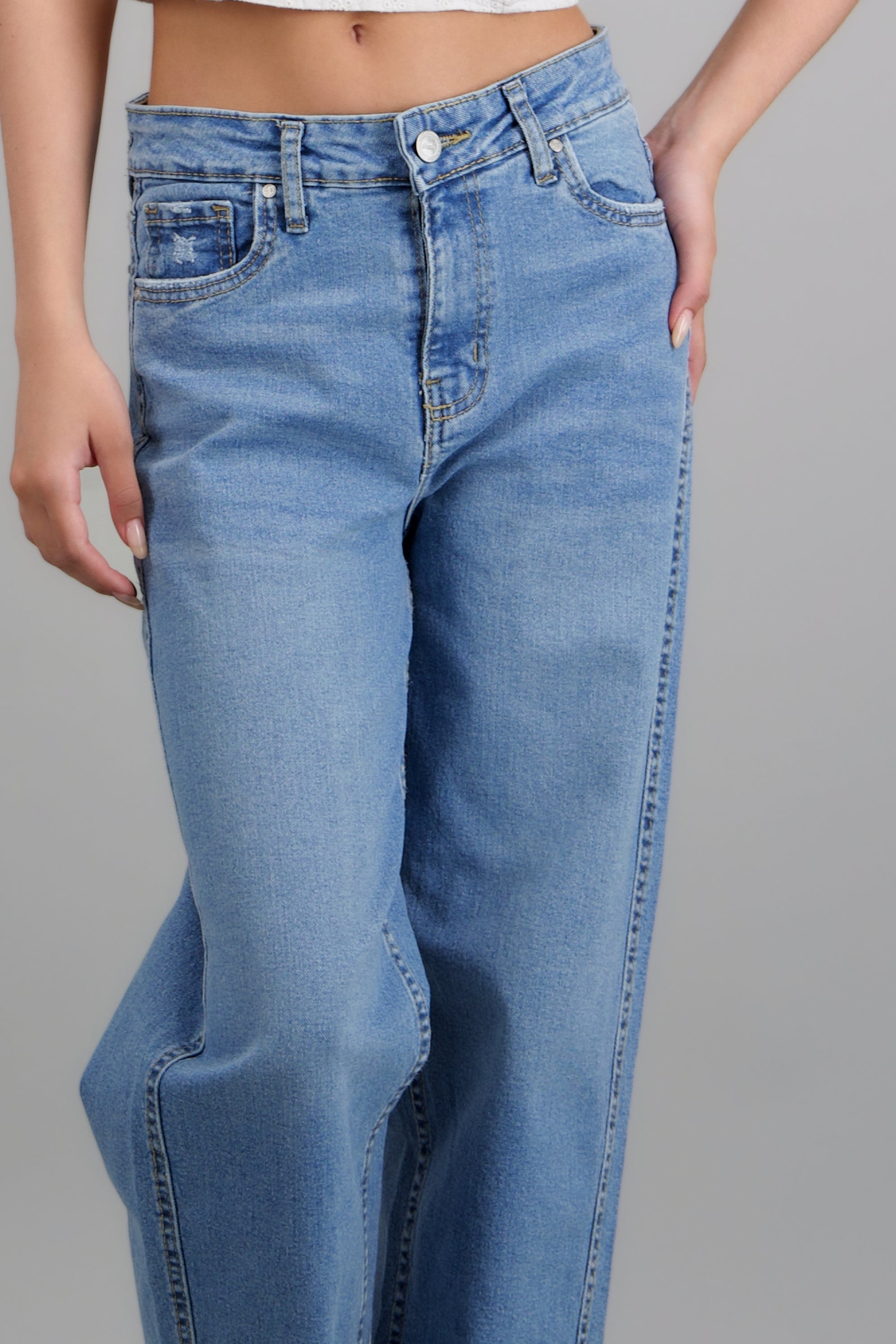 Jeans barrel mid rise LIGHT WASH