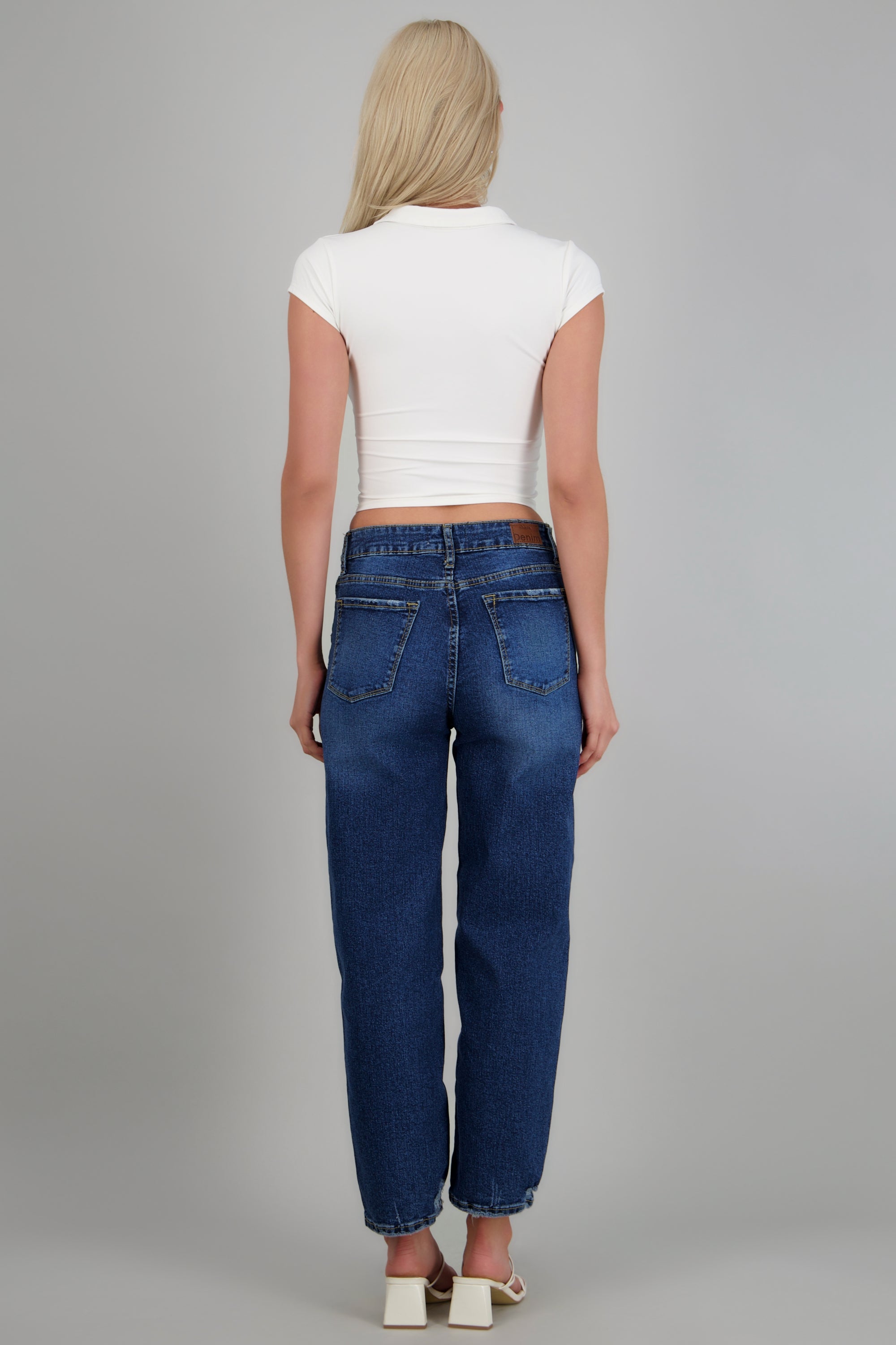Jeans barrel mid rise DARK WASH