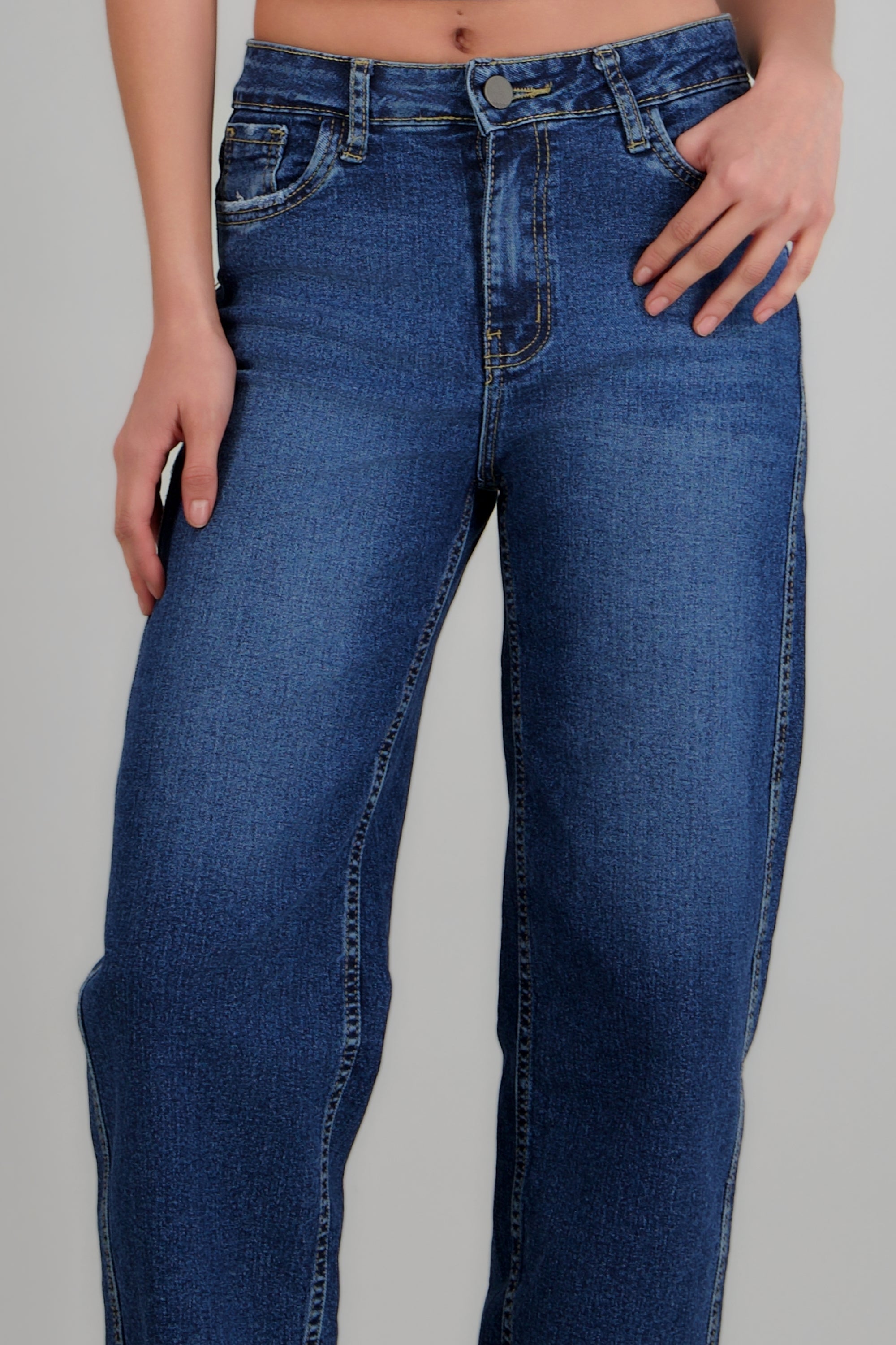 Jeans barrel mid rise DARK WASH