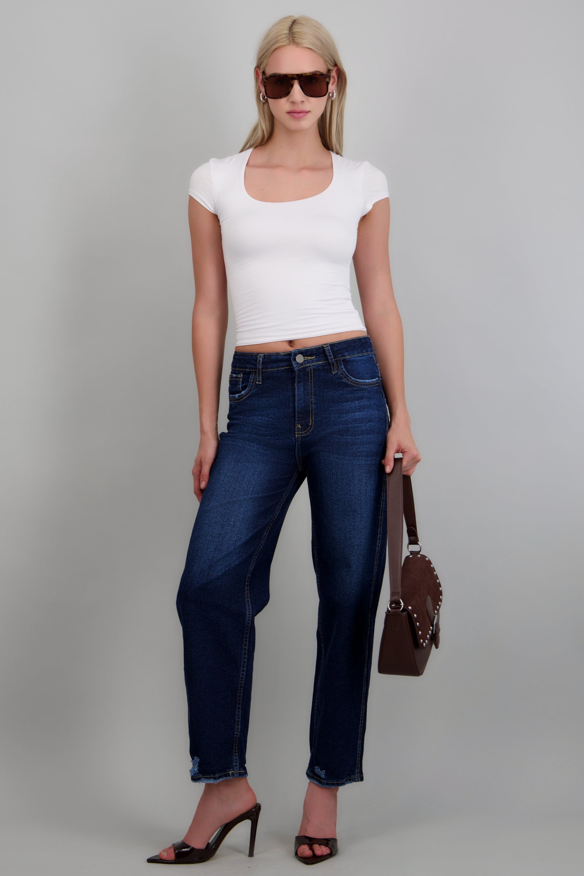 Jeans barrel mid rise INDIGO